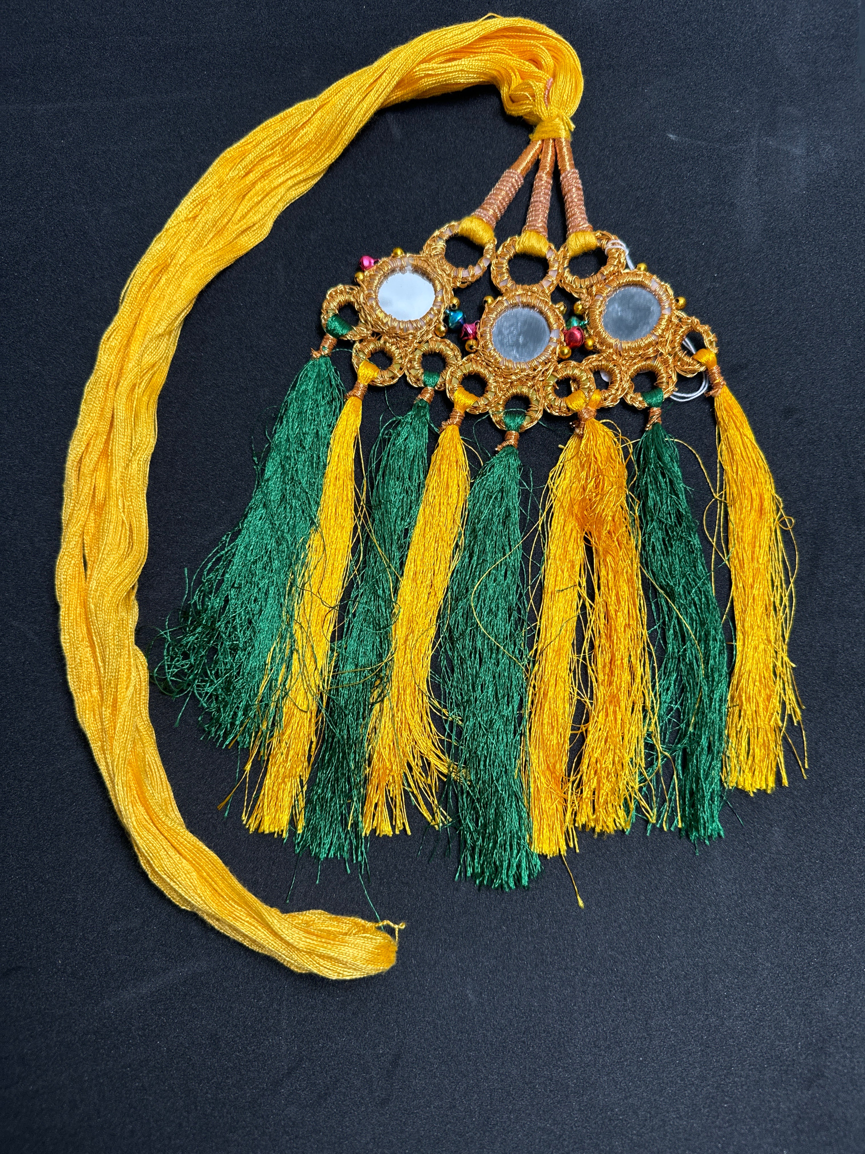 Yellow Parranda with mirror and multi tassels PD94