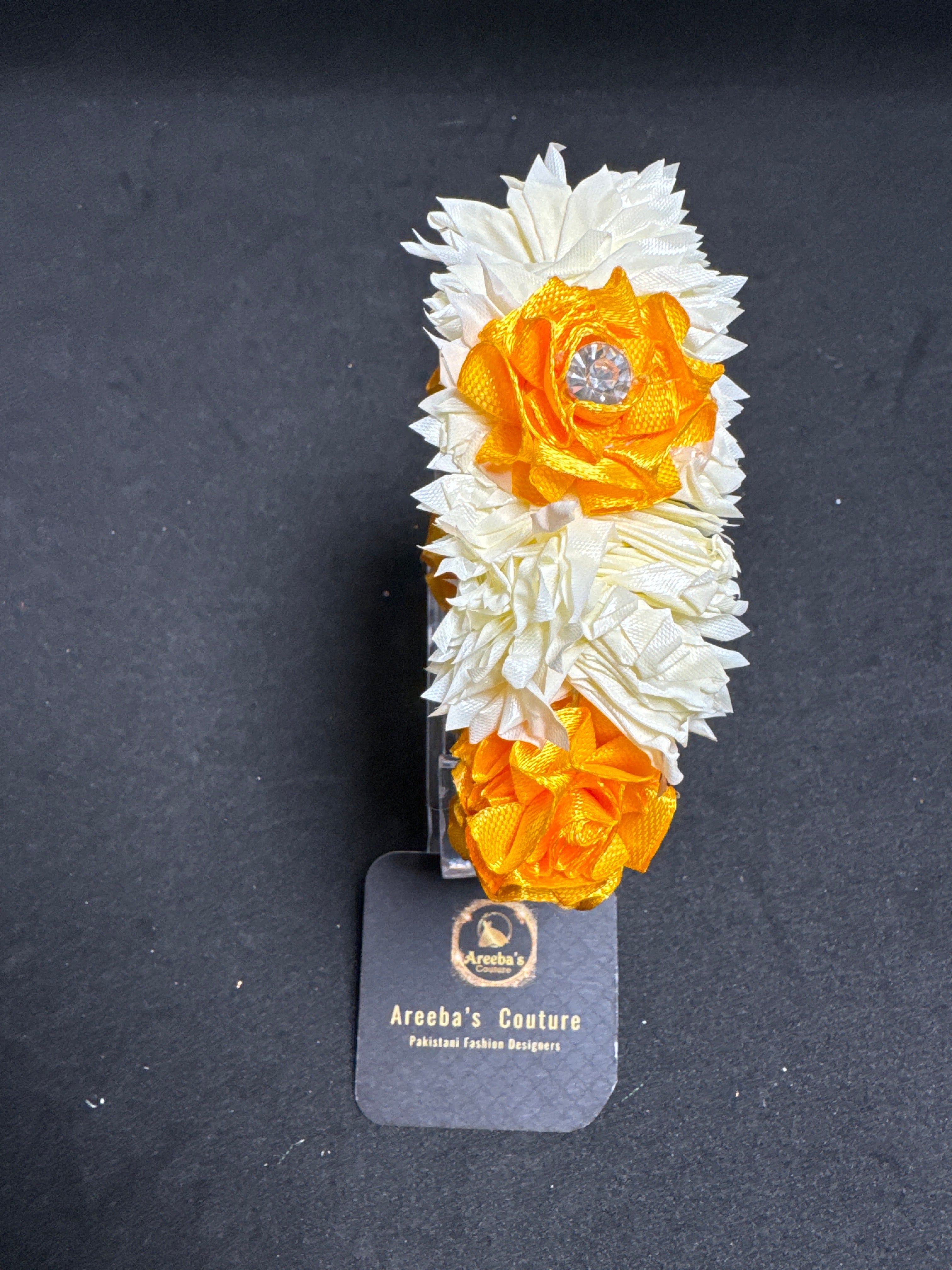 Flower Gajra Set for Mehndi Haldi in Light Orange Sold as Pair Traditional Fashion Accessory (SOLD AS PAIR)