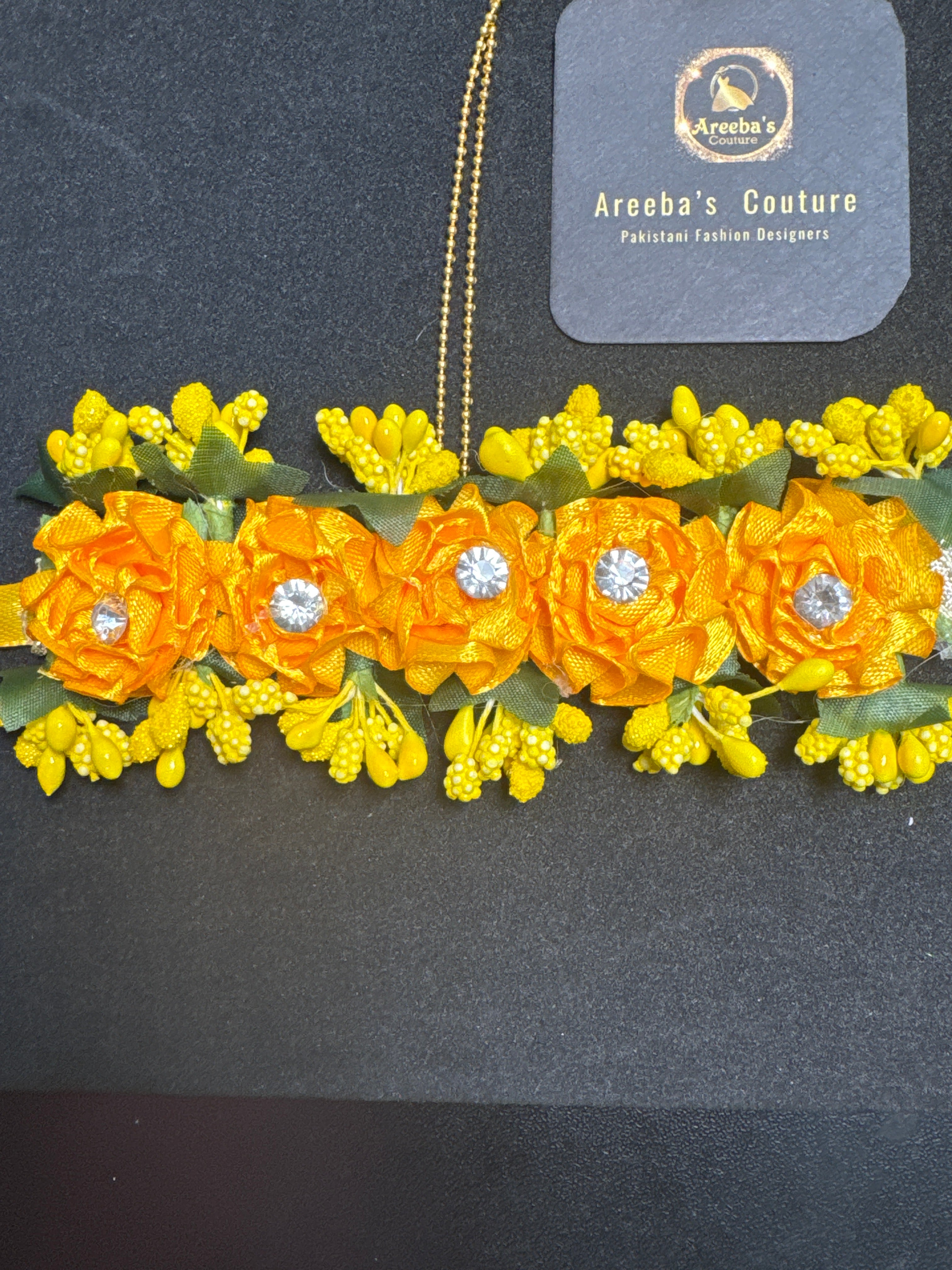 Yellow Flower Jewellery set with necklace earrings Bindi, bracelet and ring