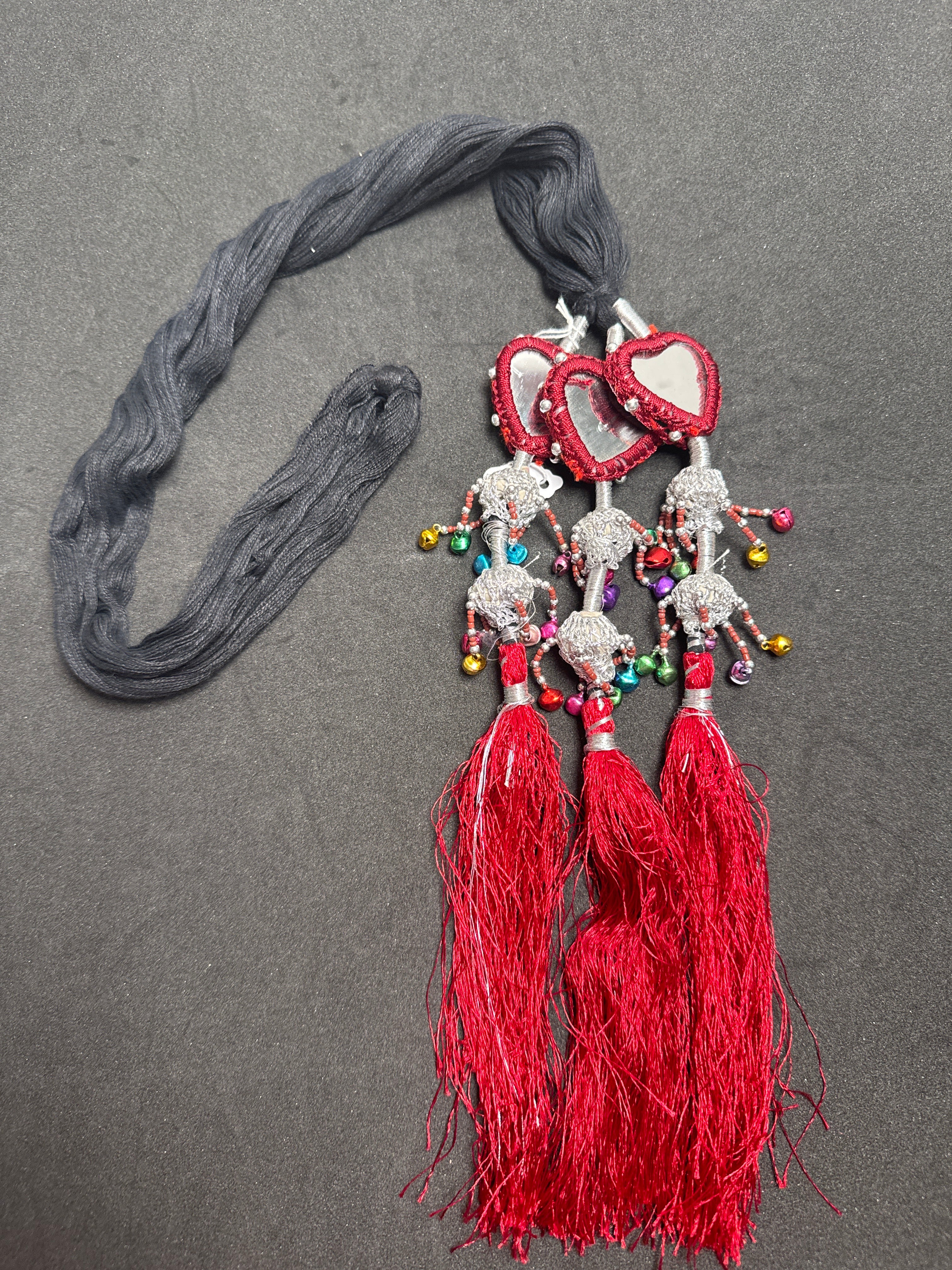 Black Parranda with maroon colour mirror & multi beans in maroon  tassels SP14