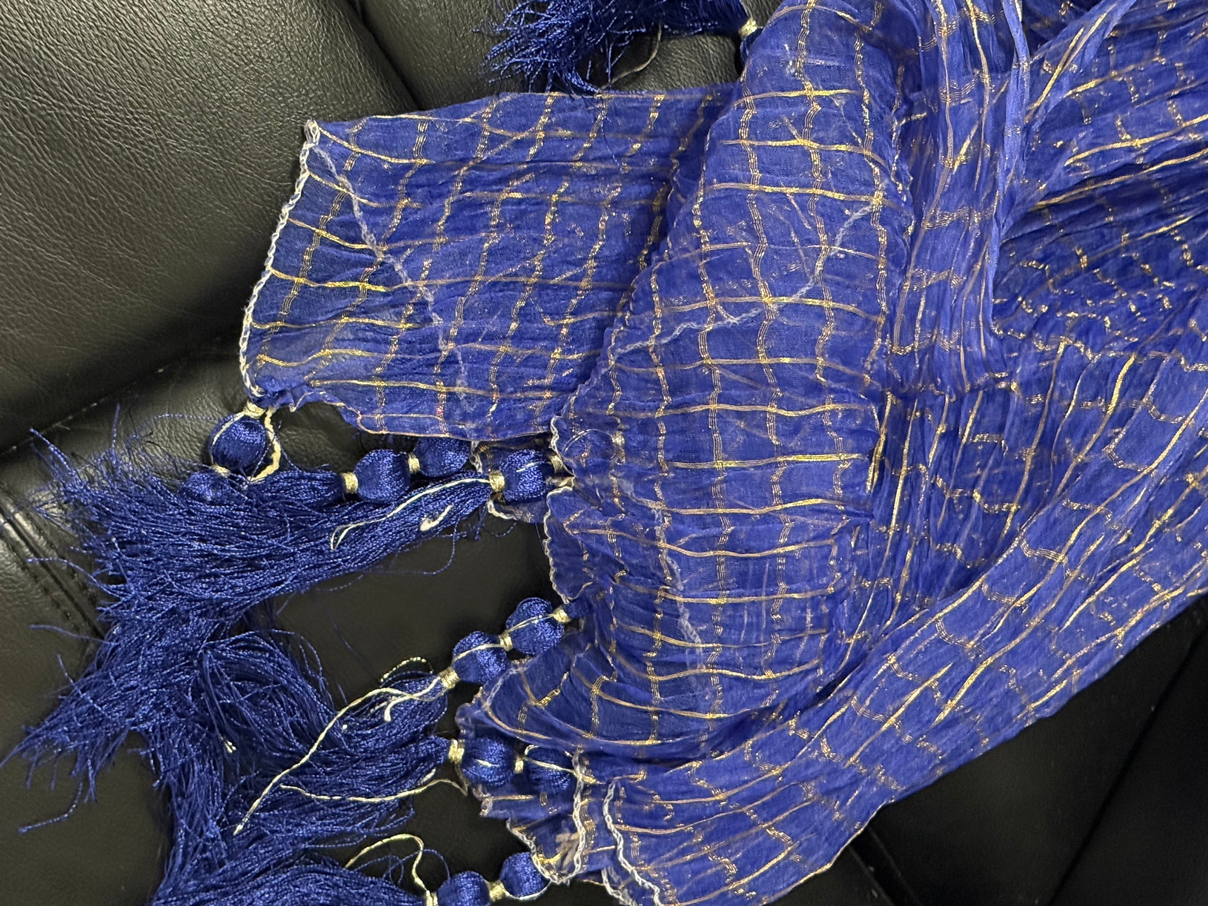 Mehndi Dupatta For The Lads In Royal Blue Colour With Tussles