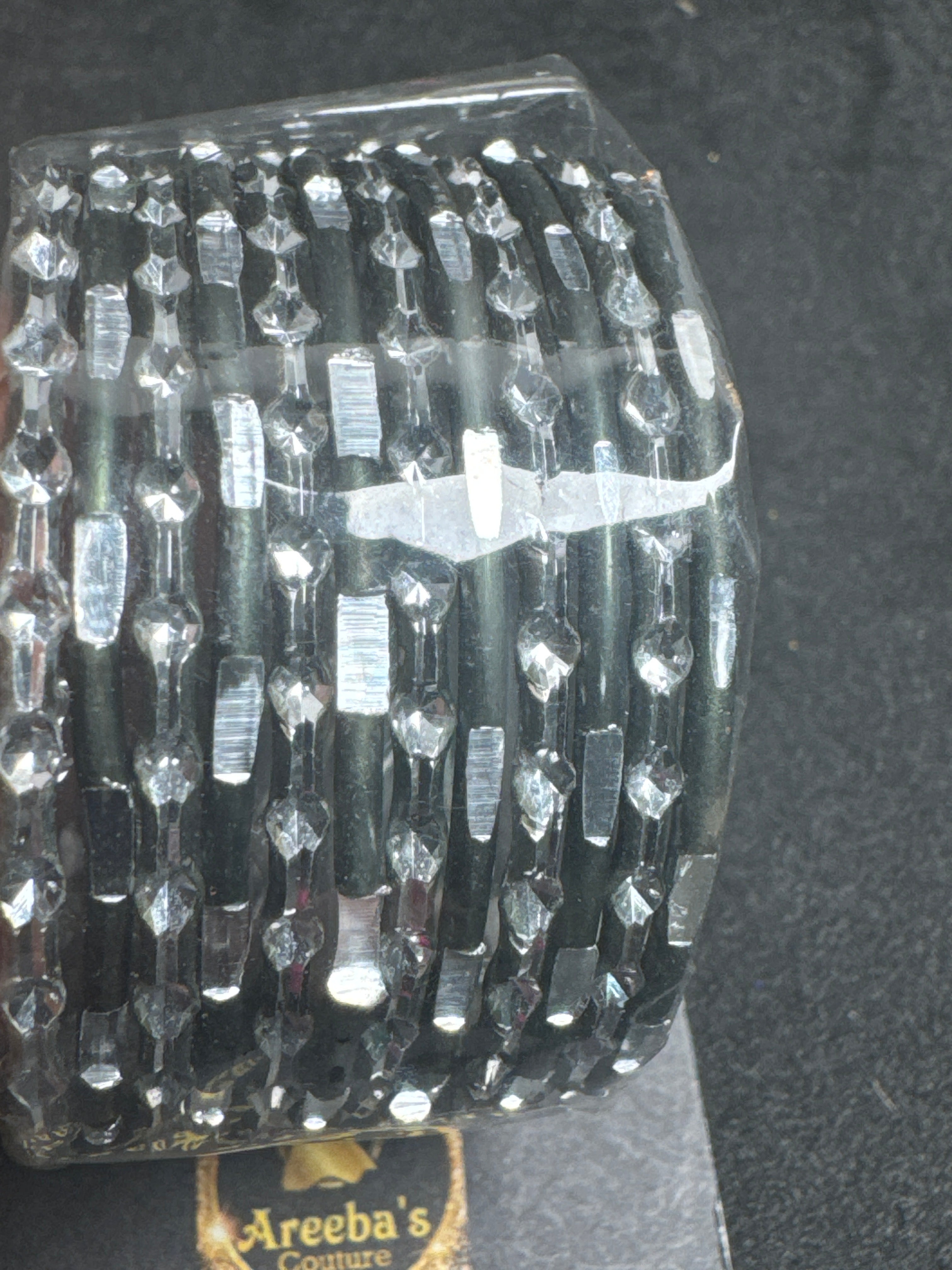 Girls black silver bangles A19