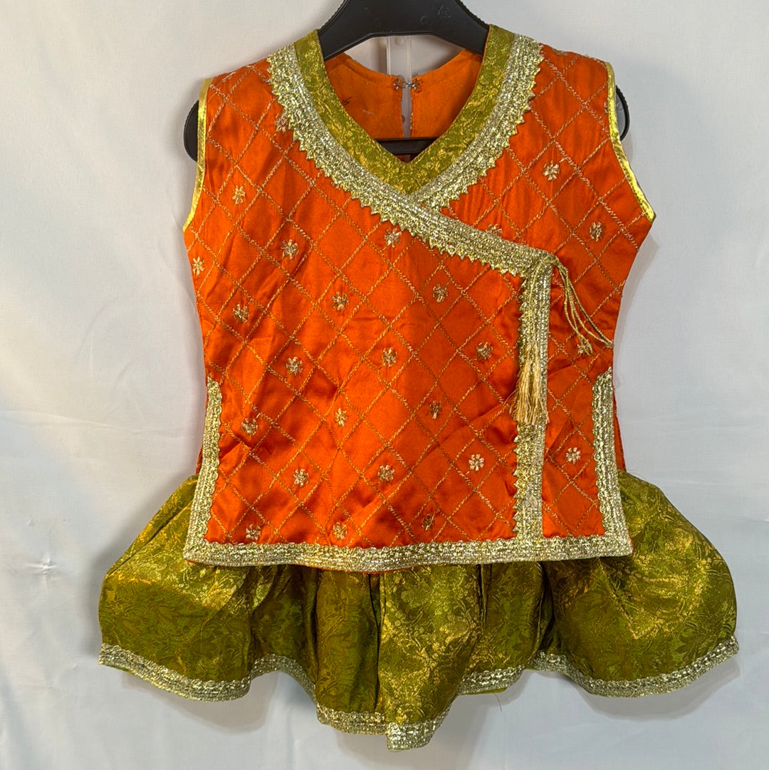Girls orange Garara set BC22- Areeba's Couture