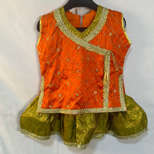 Girls orange Garara set BC22- Areeba's Couture