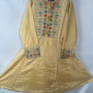 Girls cotton silk dress with legging- Areeba's Couture