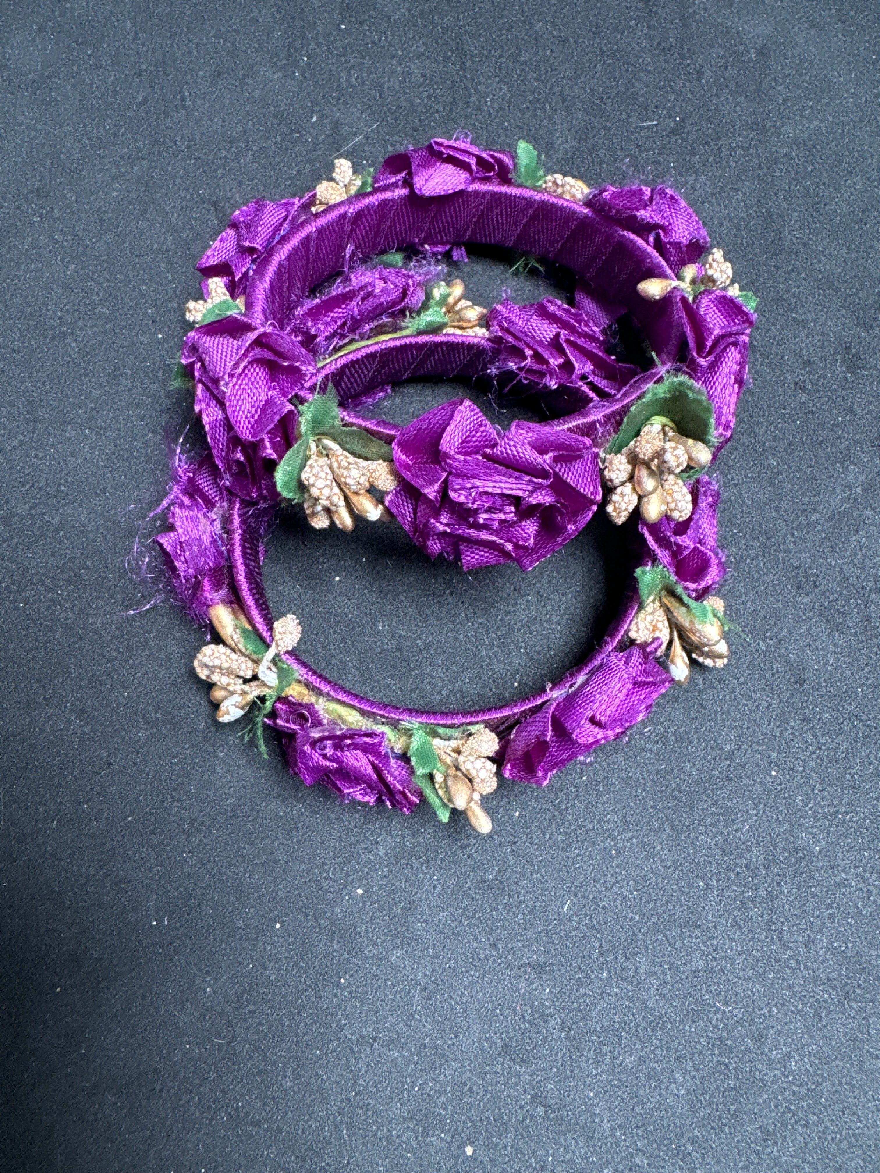Purple Flower Kara Set (SOLD IN PAIR) Handcrafted for Bride Bride Maids Mehndi and Any Event Perfect for Complementing Your Dress