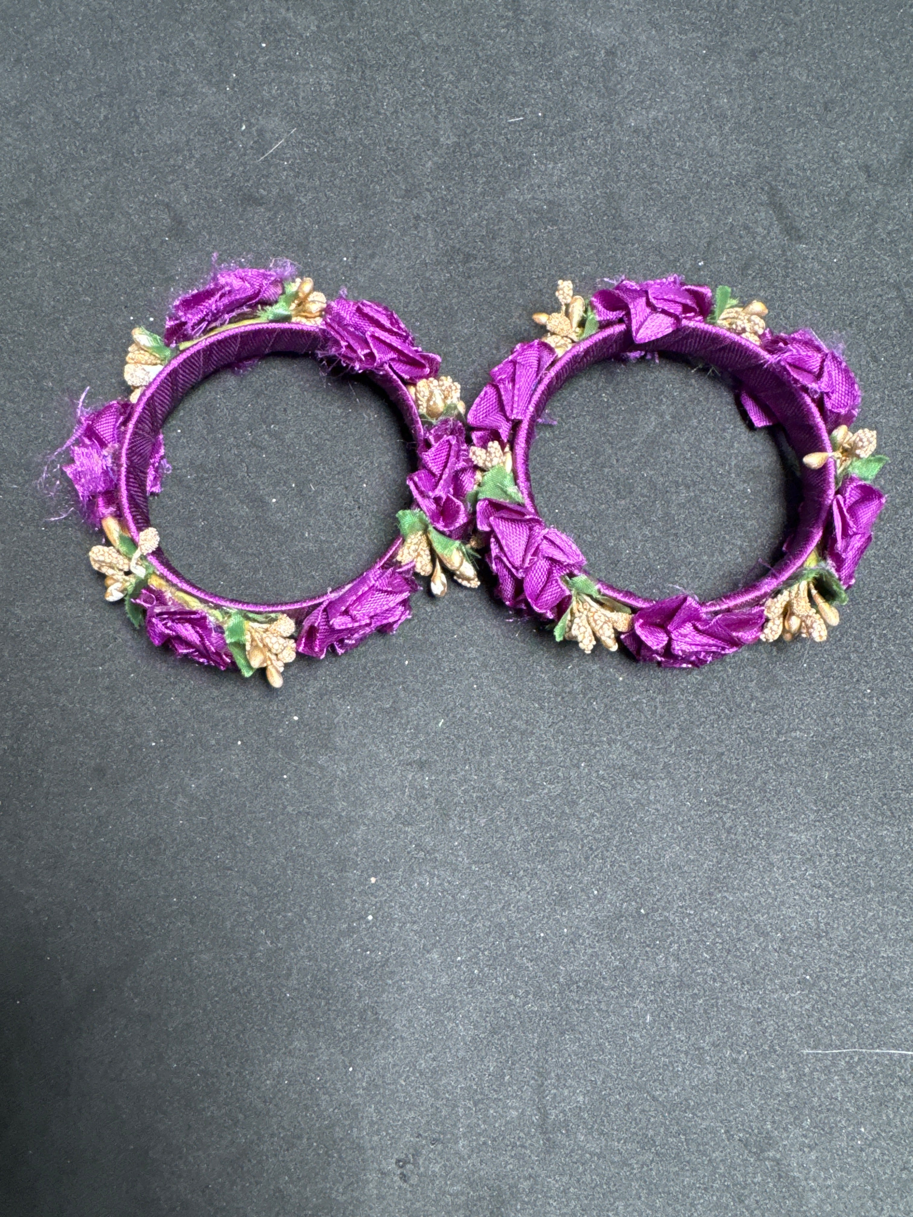 Purple Flower Kara Set (SOLD IN PAIR) Handcrafted for Bride Bride Maids Mehndi and Any Event Perfect for Complementing Your Dress