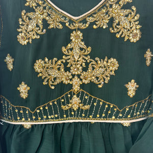 Girls bottle green frock set BC25- Areeba's Couture