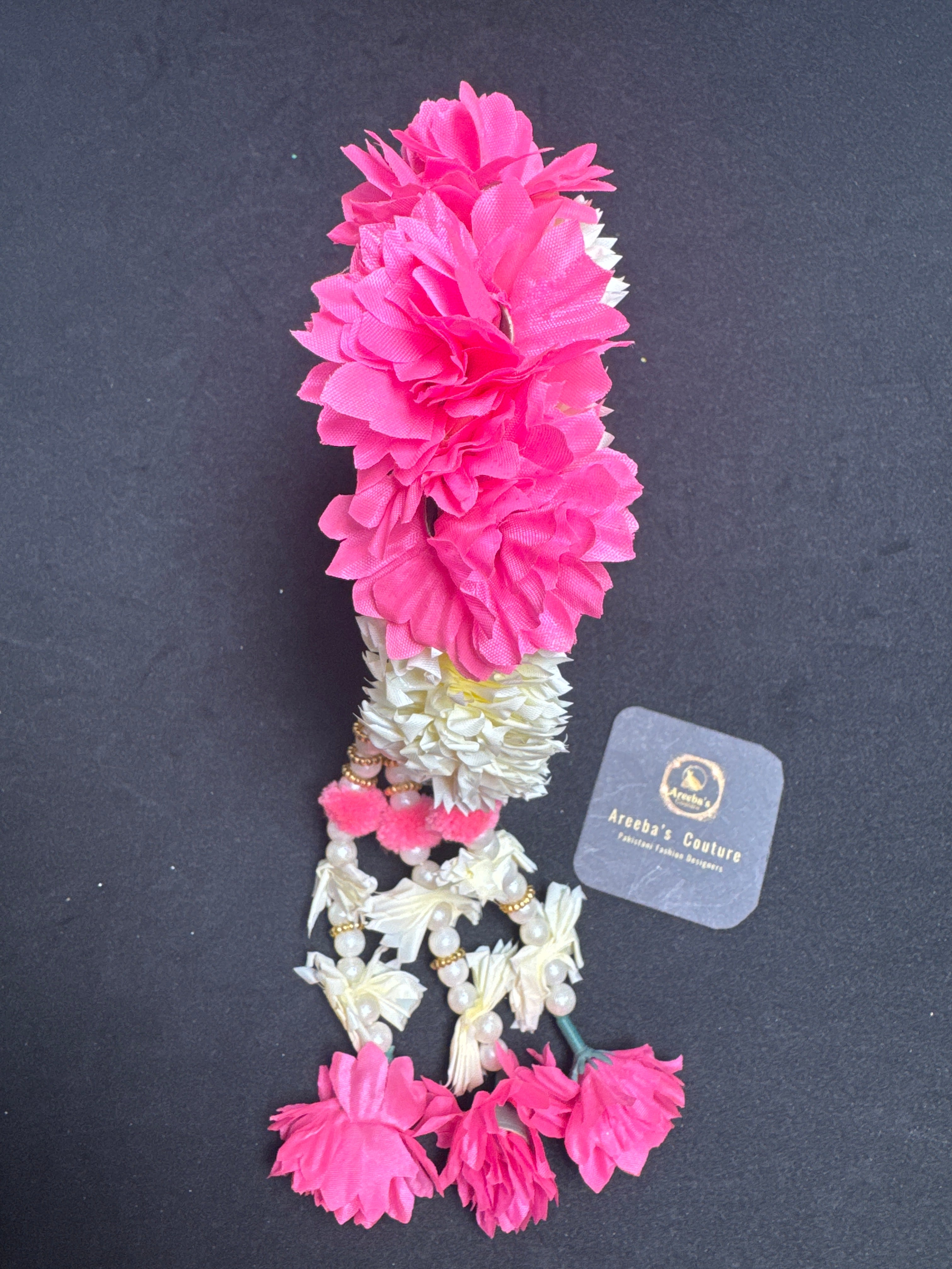 Flower Mehndi Gajra Electric Pink Handcrafted Bridal Jewellery for Bride & Bridesmaids Perfect for Any Event