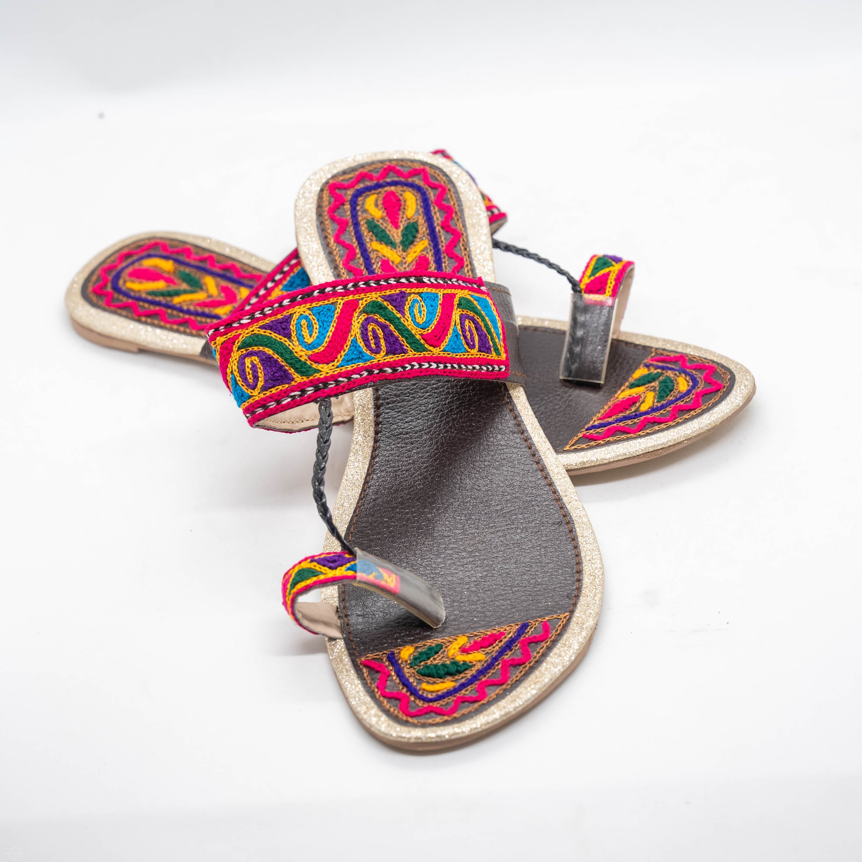 Handcrafted Embroidered Kolapuri Chapal - Traditional Charm Comfortable Everyday Wear Stylish Sandals for Women