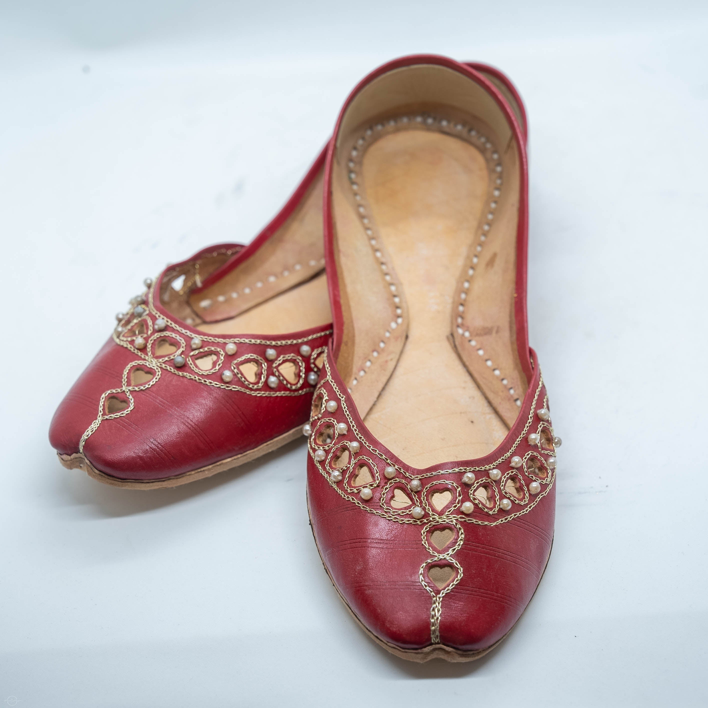Leather Khussa with Pearls Handcrafted High-Quality Traditional Shoes for Any Occasion Comfortable and Stylish
