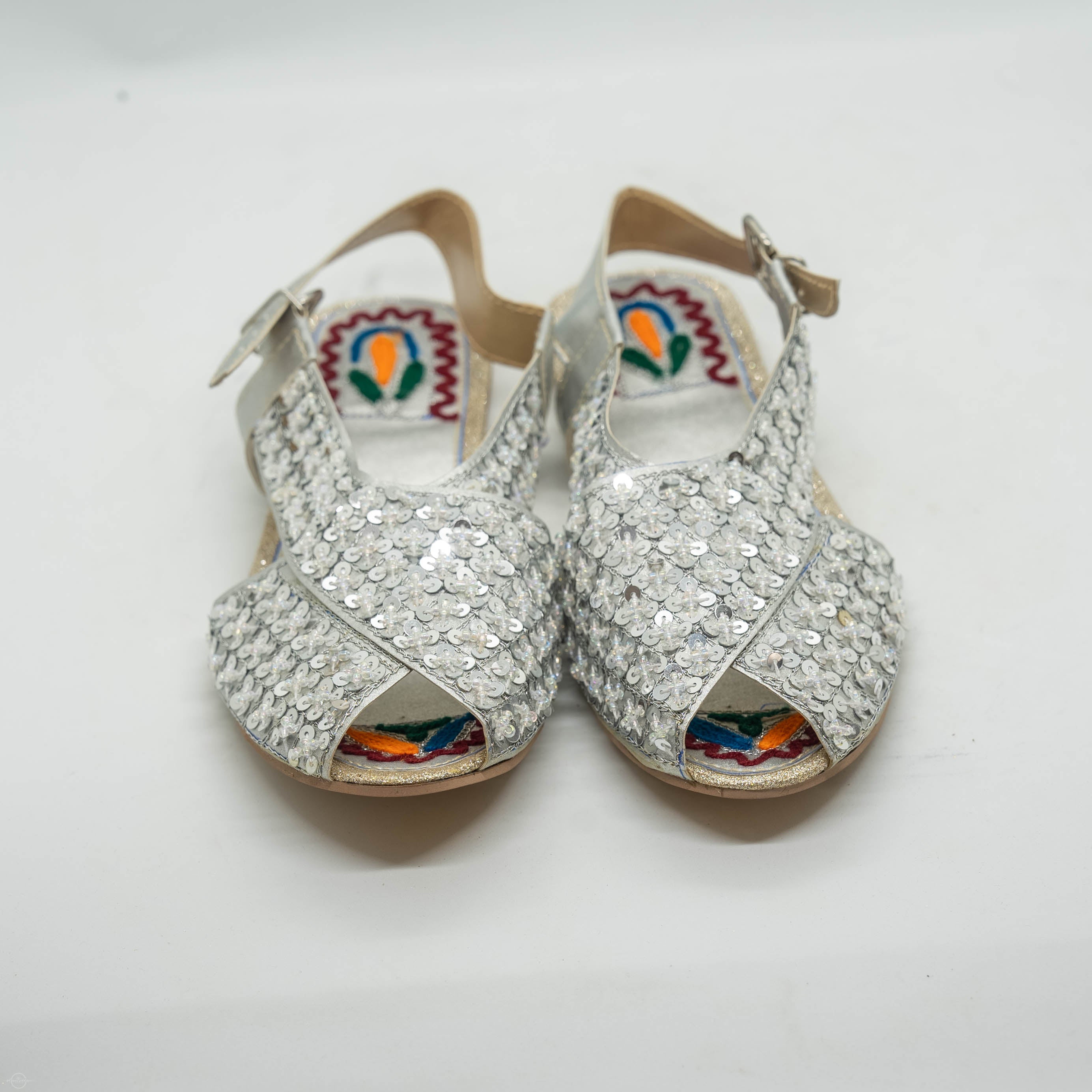 Silver sequence kolapuri sandal