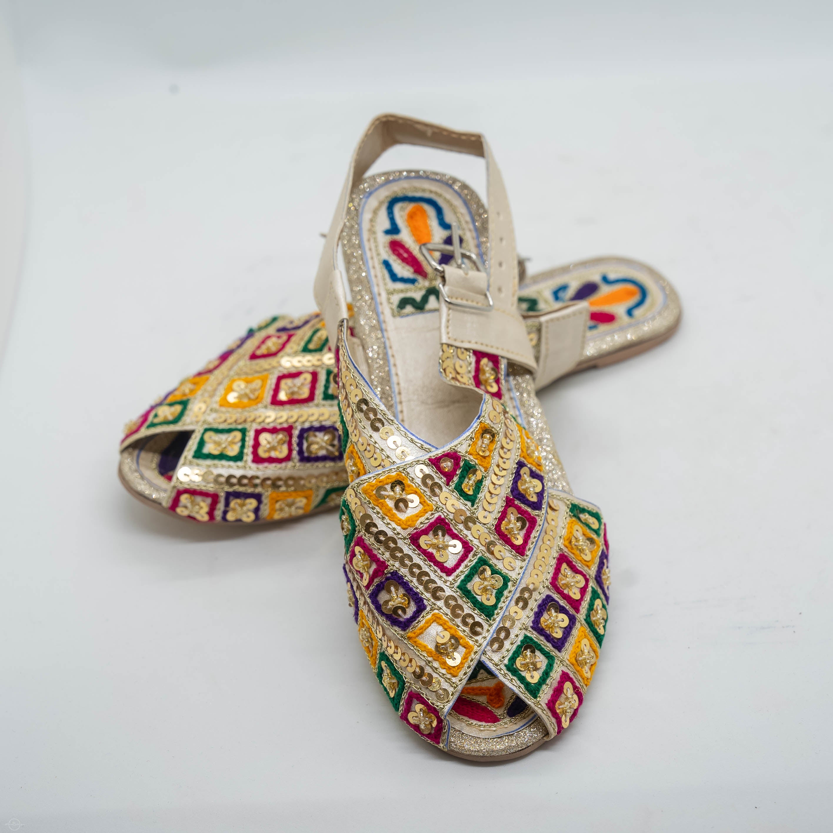 Embroidered Kolapuri Sandal - Handcrafted with Intricate Embroidery for Traditional Elegance and Comfort