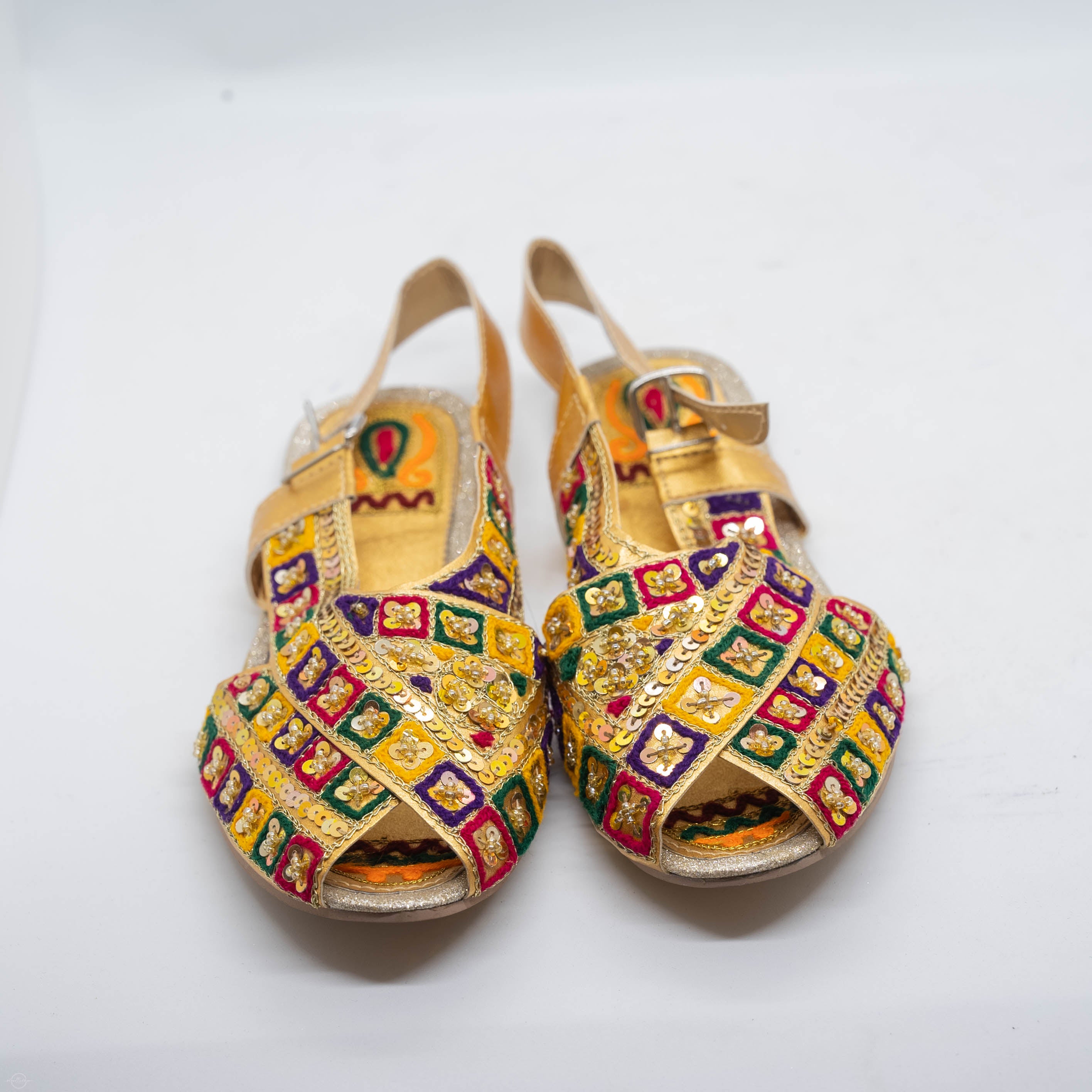 Embroidered kolapuri sandal golden