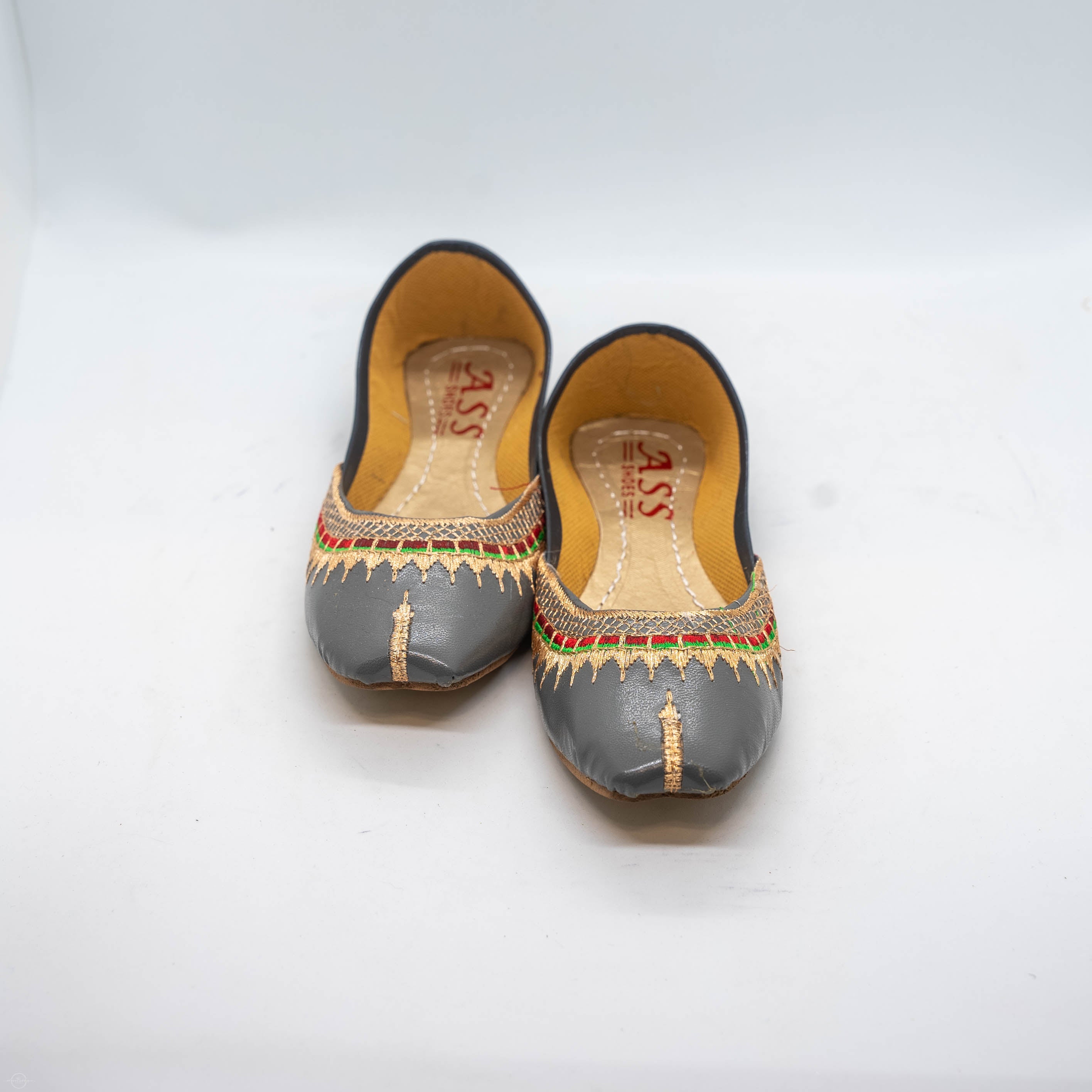 Grey Girls Khussa - Handcrafted Comfortable & Stylish Shoes for All-Day Wear - Modern Traditional Footwear