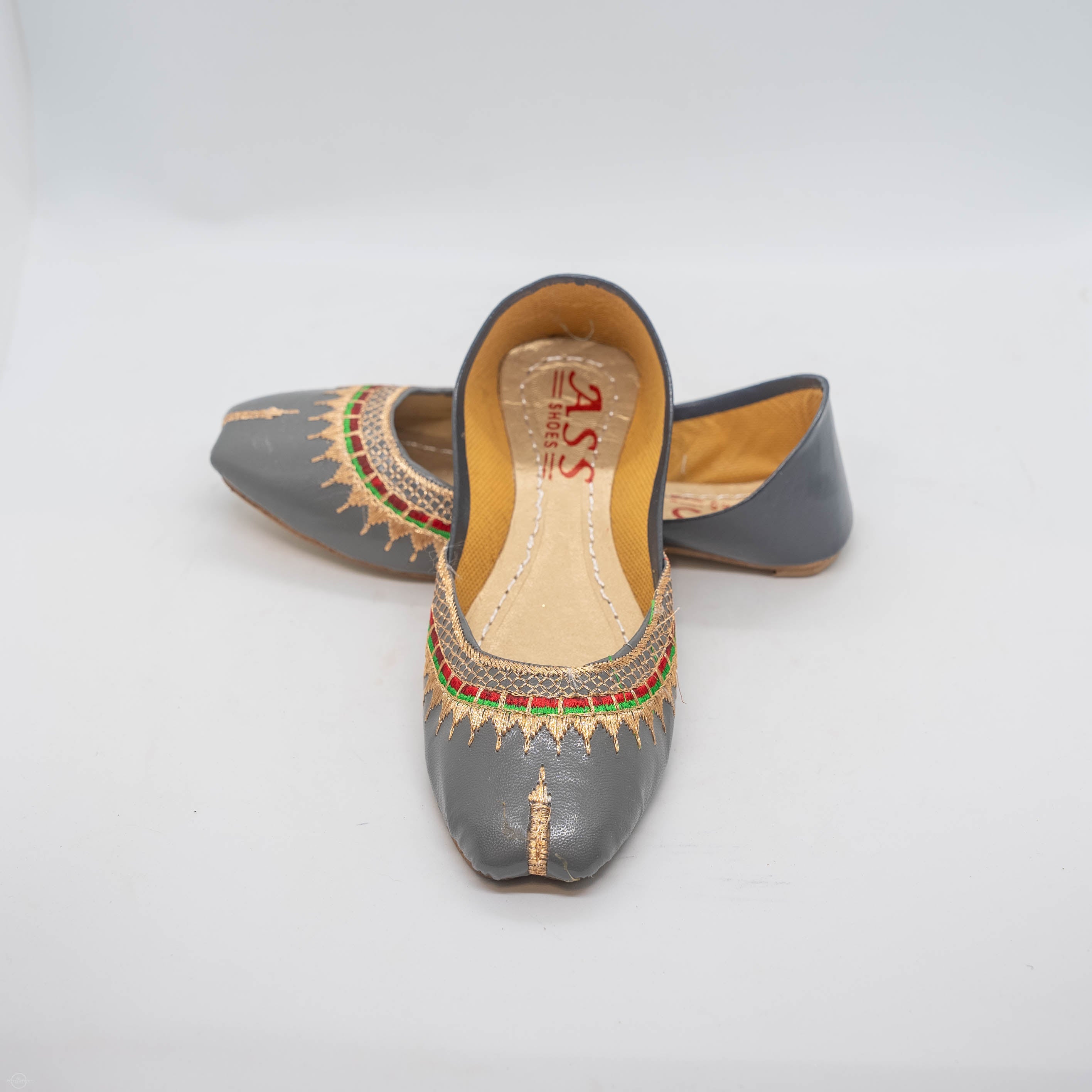 Grey Girls Khussa - Handcrafted Comfortable & Stylish Shoes for All-Day Wear - Modern Traditional Footwear