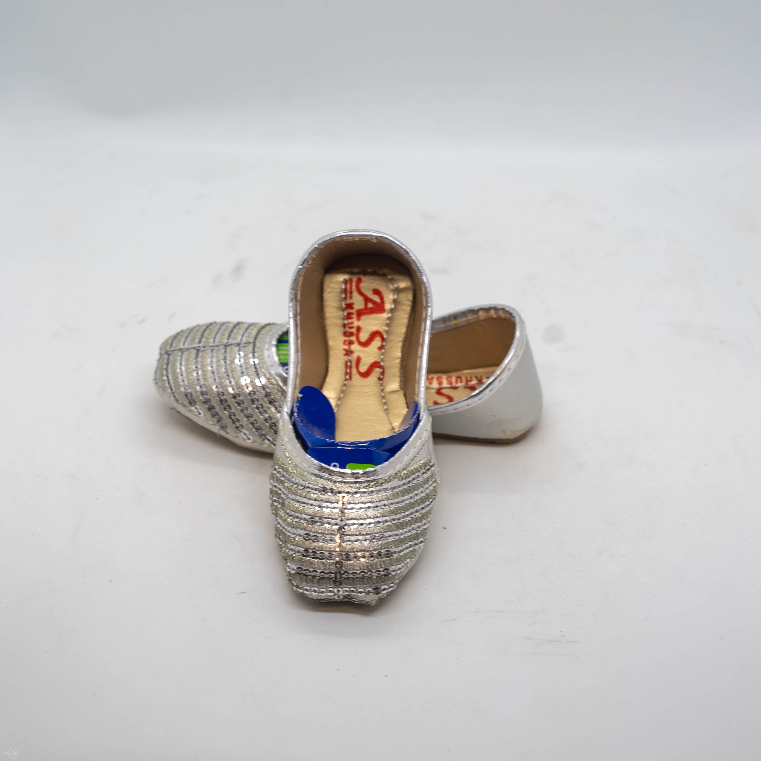 Silver Sequence Khussa - Handcrafted with Intricate Silver Sequins for Elegance and Comfort Traditional Shoe with High-Quality Materials