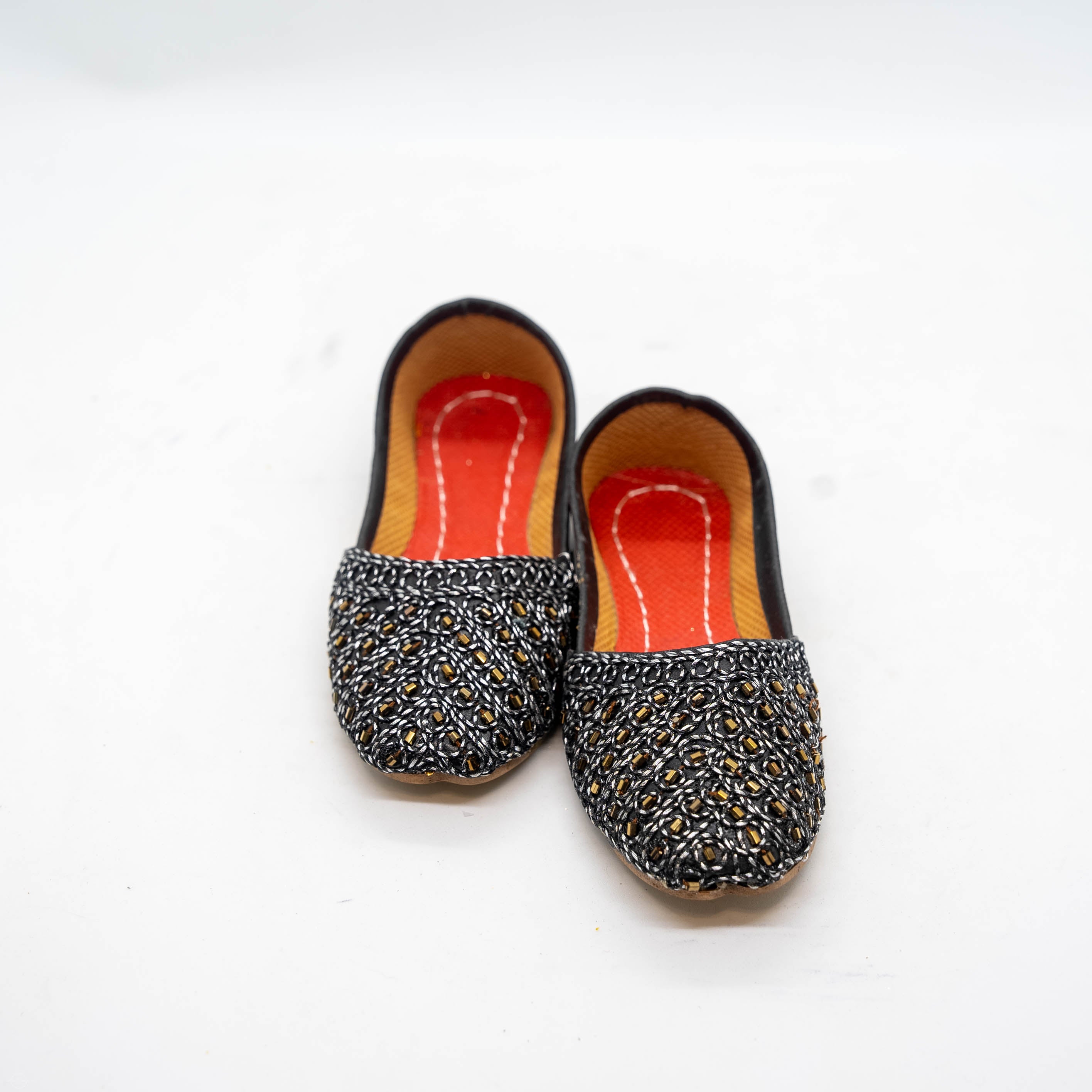 Black Sequence Khussa - High-Quality Durable Design with Elegant Sequence Detailing for Any Occasion
