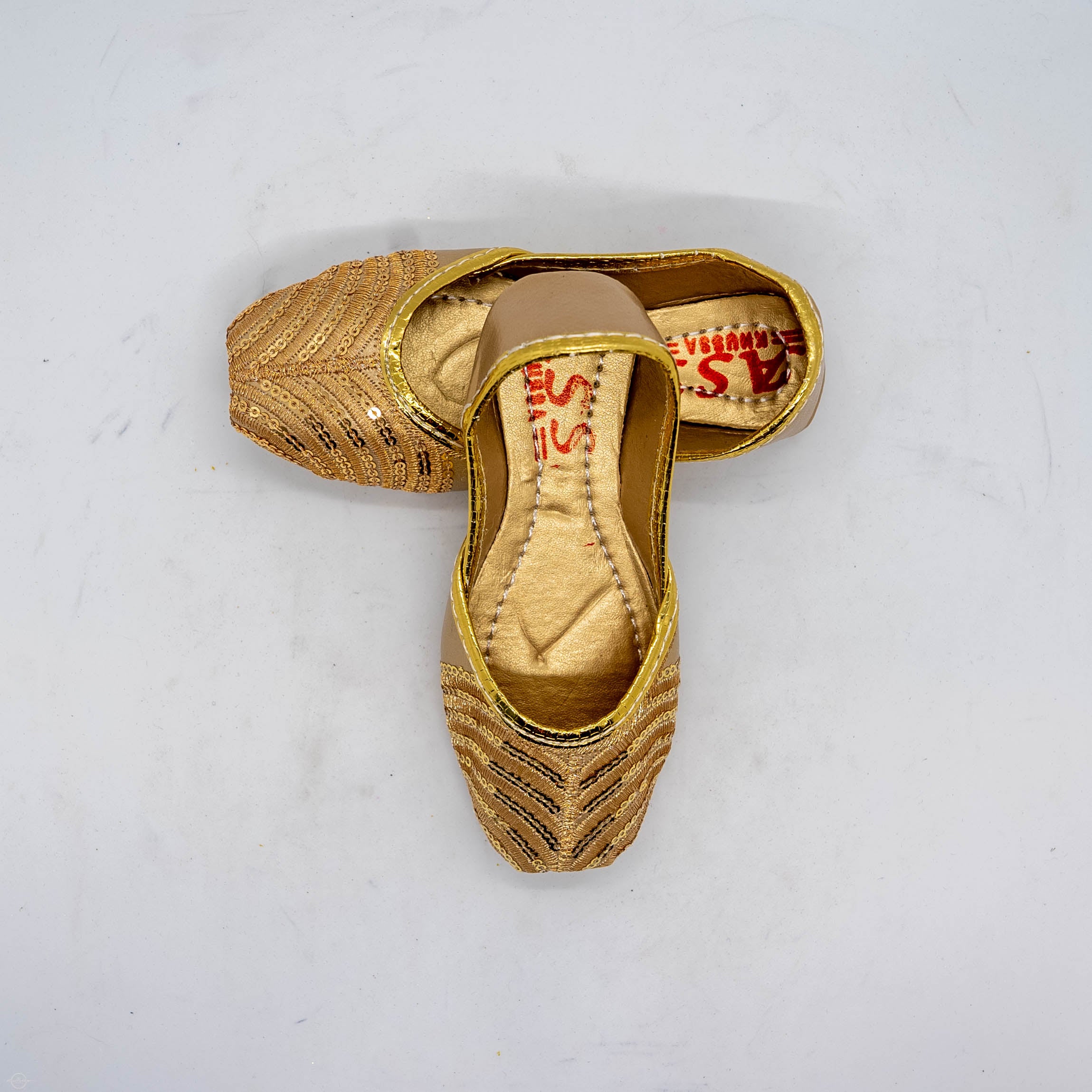 Golden Khussa with Sequence Handmade Elegance and Style Unique Sequence Embellishments for Special Occasions