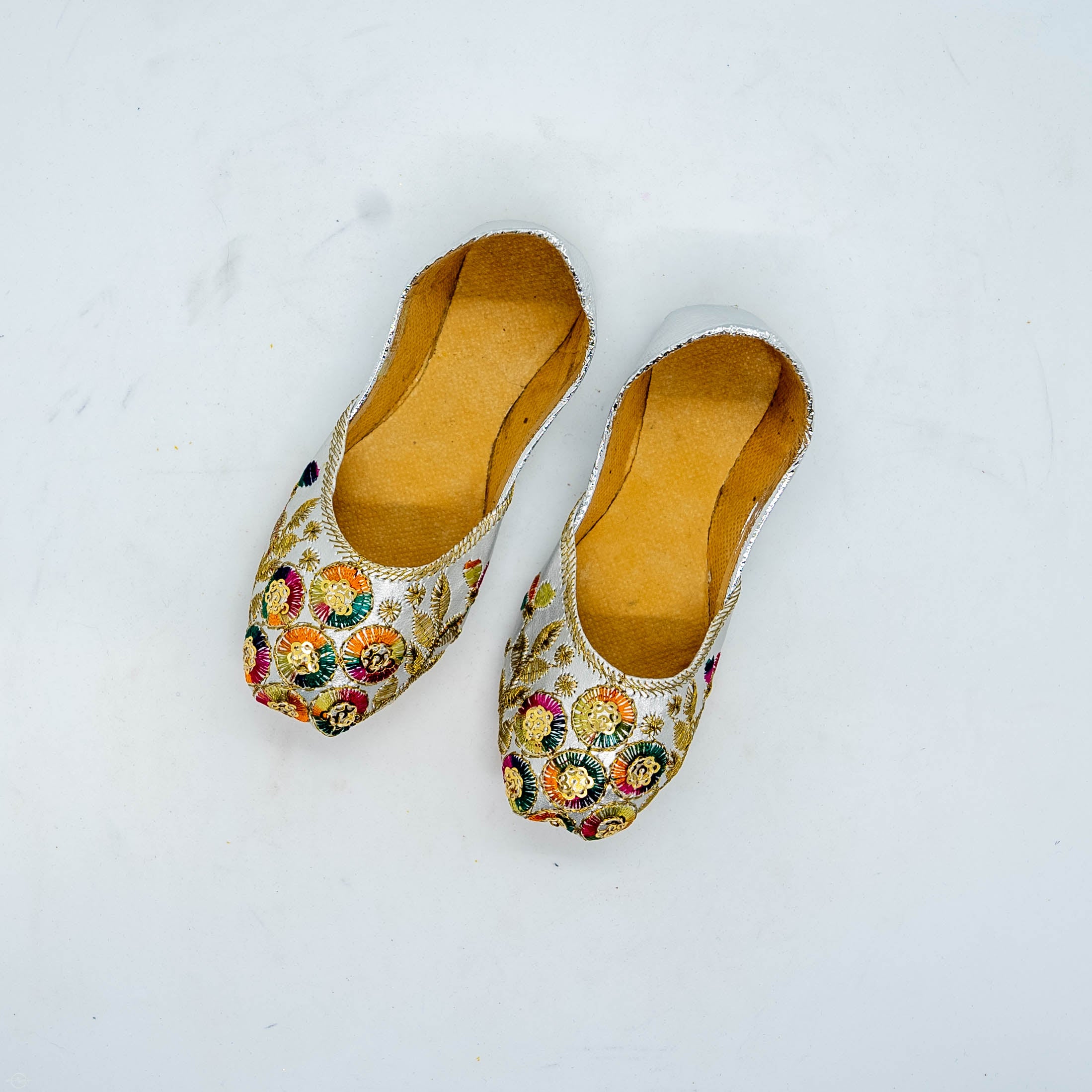 Silver Girls Khussa Embroidered Shoes - Stylish & Durable High-Quality Materials for Long-Lasting Wear