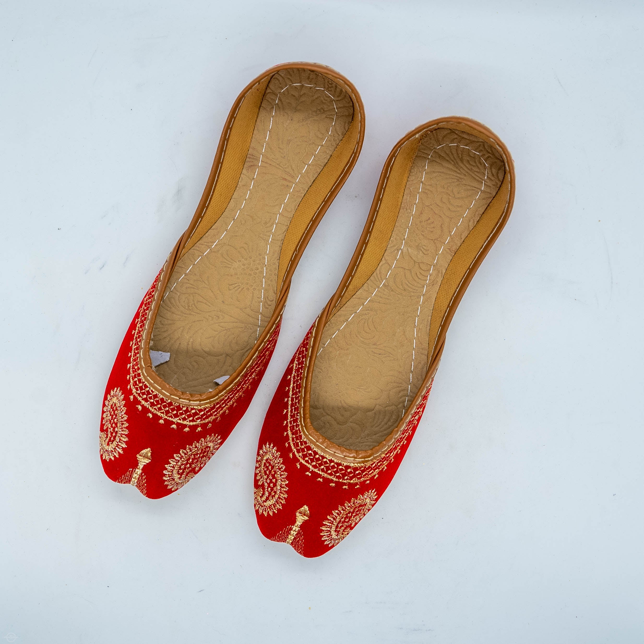 Red Embroidered Khussa Shoes - Hot Pink Intricate Embroidery for Comfort & Durability - Unique Eye-Catching Statement Piece