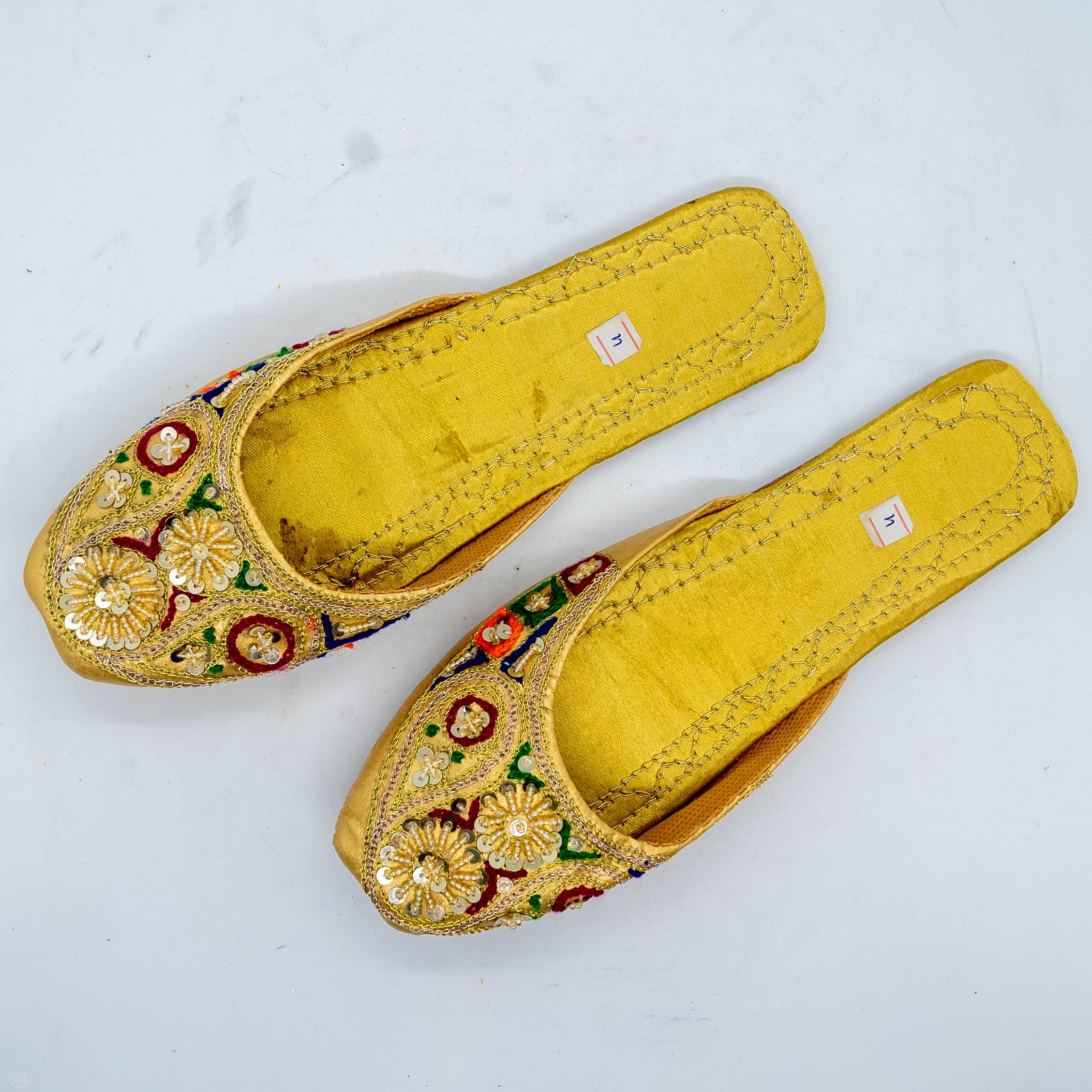 Embroidered Open Back Chappal - Stylish Comfortable Yellow Embroidery Breathable Design for Women