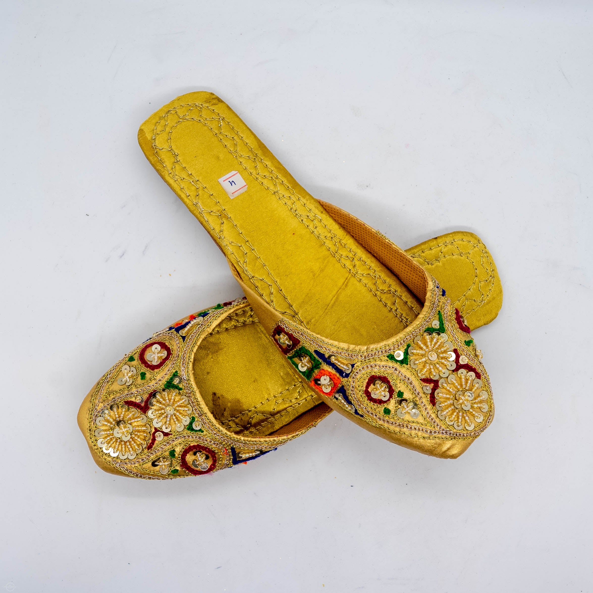 Embroidered Open Back Chappal - Stylish Comfortable Yellow Embroidery Breathable Design for Women