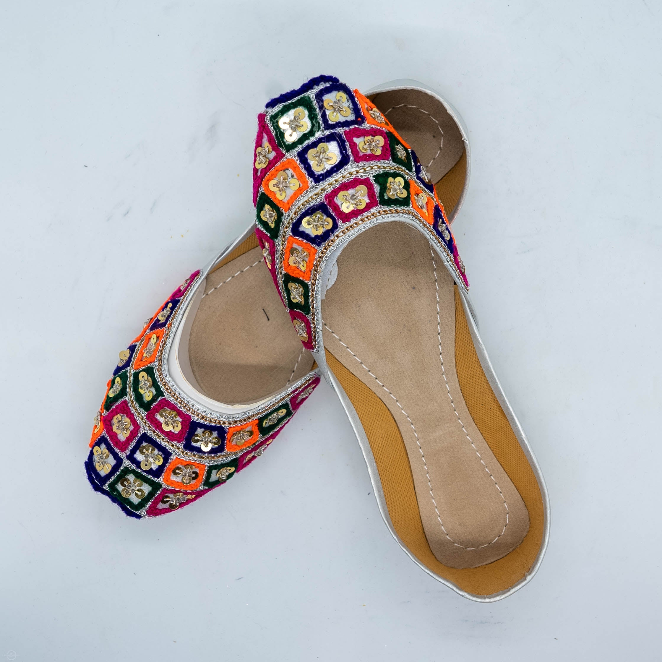 Beige Embroidered Khussa Shoes Hand Embroidered with Intricate Detailing for Any Occasion Comfortable & Durable