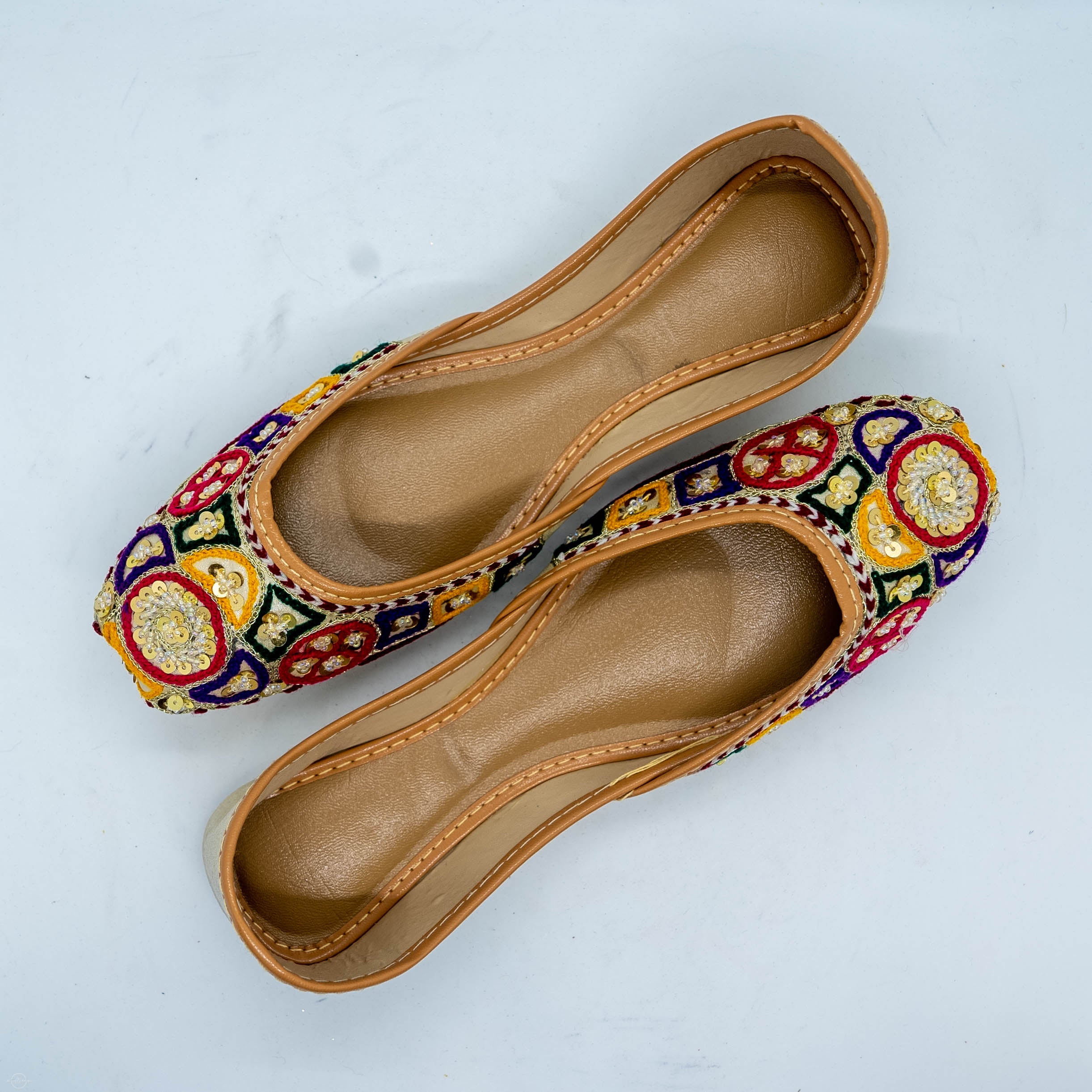 Girls Embroidered Leather Khussa Shoes - Comfortable & Stylish with Intricate Embroidery Details for Young Fashionistas