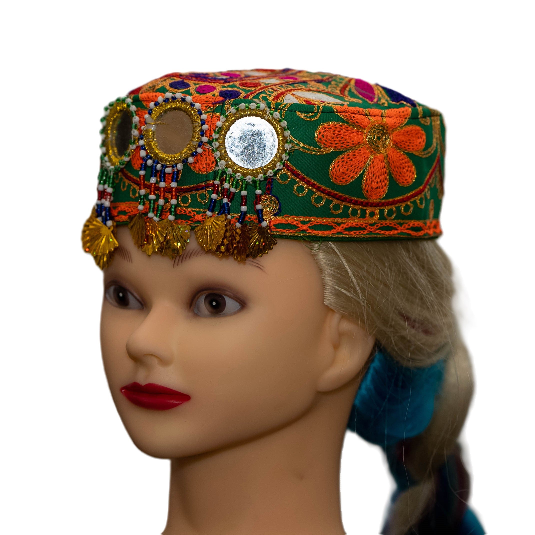 Afghan Hat 20 - Vibrant Cultural Embroidered Beaded Design for Bold Fashion Enthusiasts