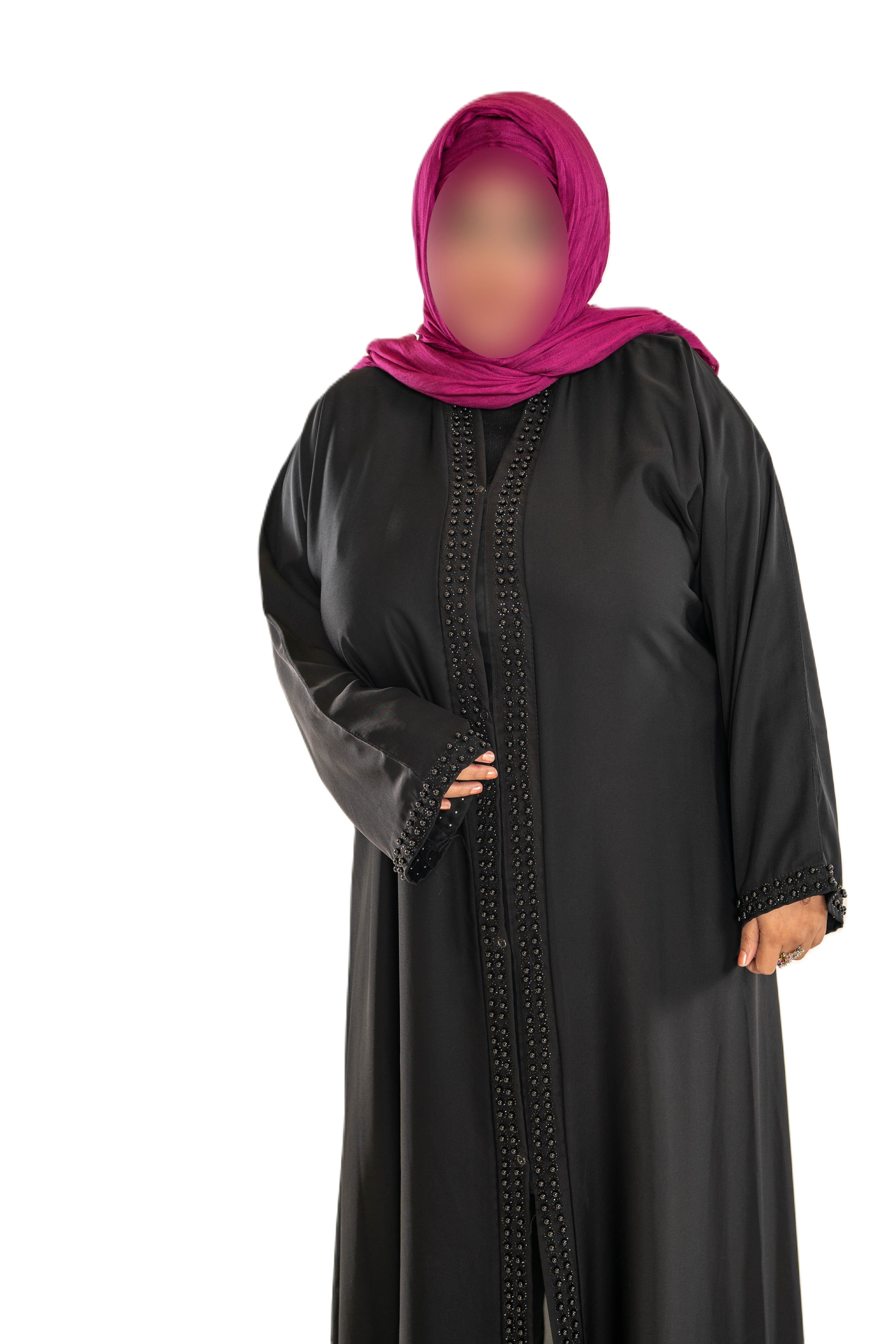Black Beaded Abaya with Elegant Beading and Flowing Design for Stylish Wear