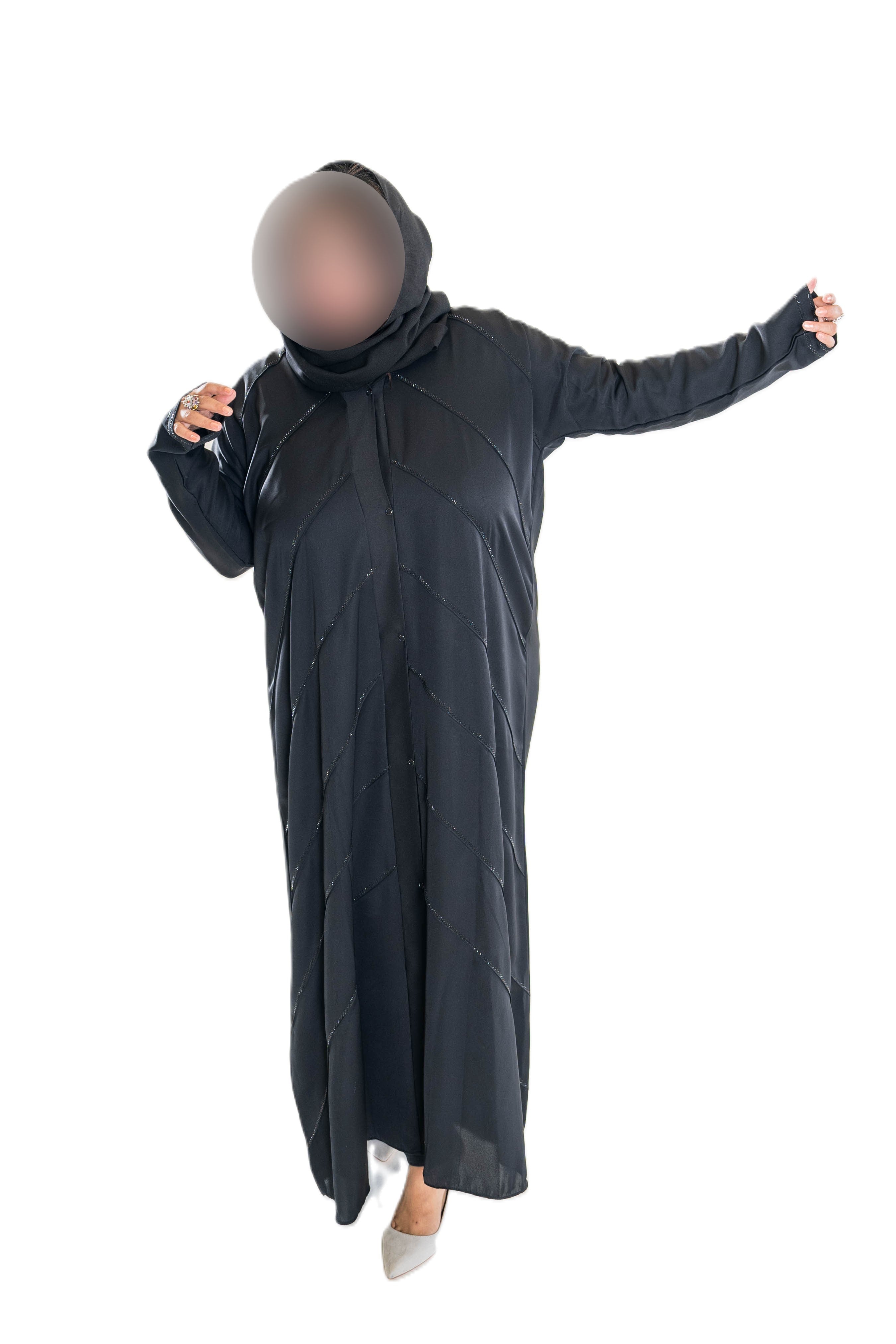 Black DMC Lined Abaya - Elegant Long Sleeve Islamic Clothing for Women