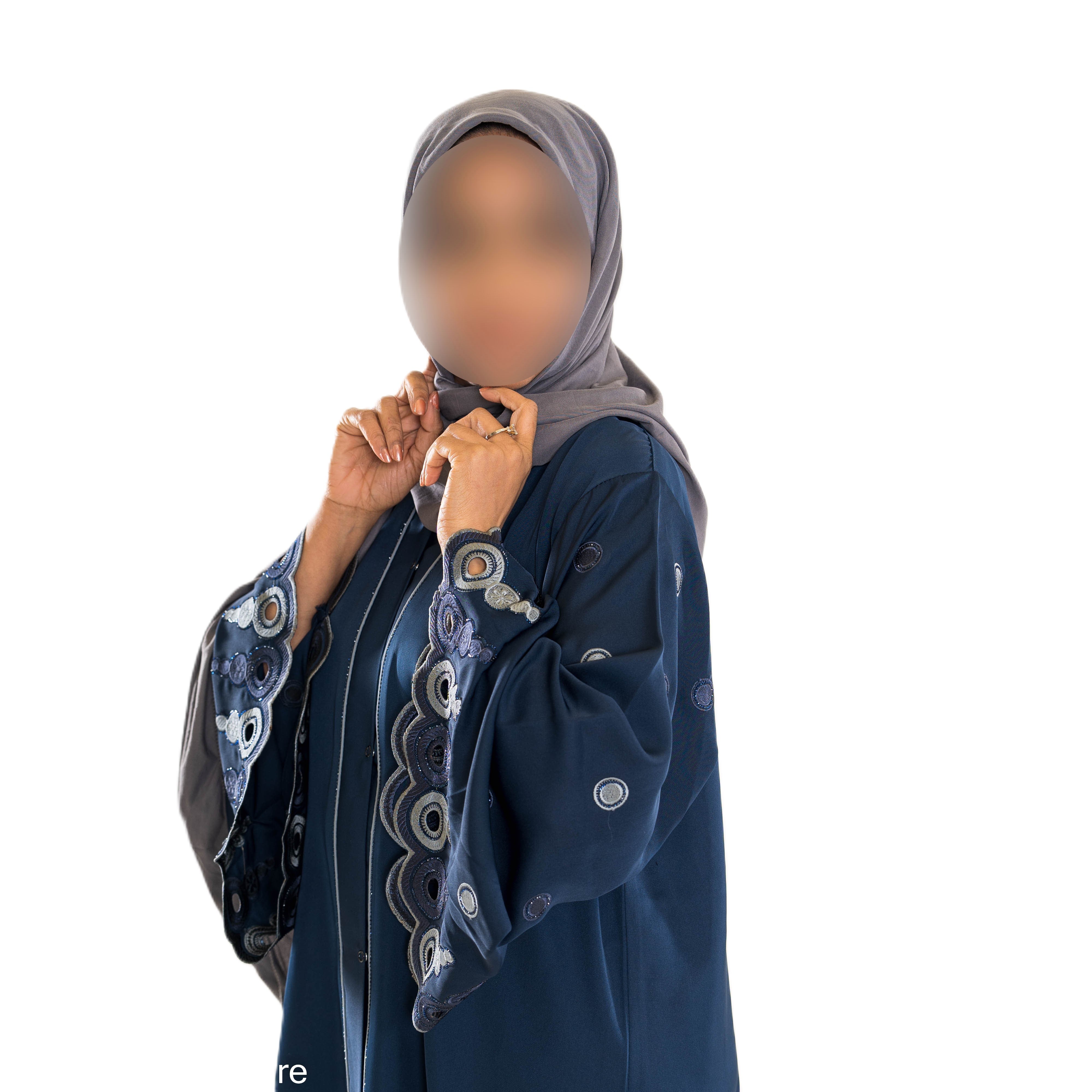 Coloured Embroidered Sleeves Abaya with Intricately Designed Richly Colored Sleeves for Modesty and Style