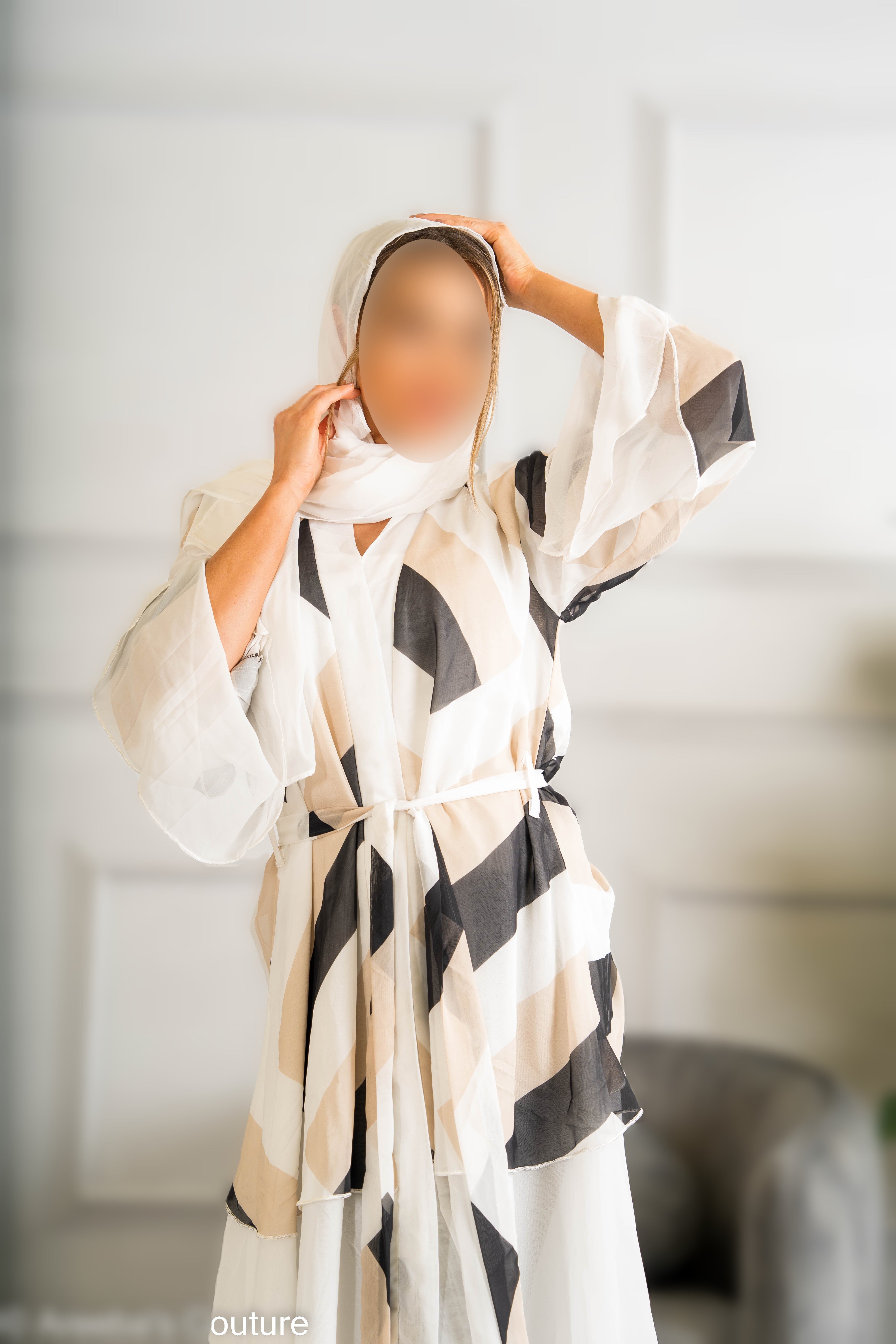 Printed Chiffon Abaya - High-Quality Fabric, Lightweight & Breathable, Elegant Design, Versatile & Fashionable for All Occasions