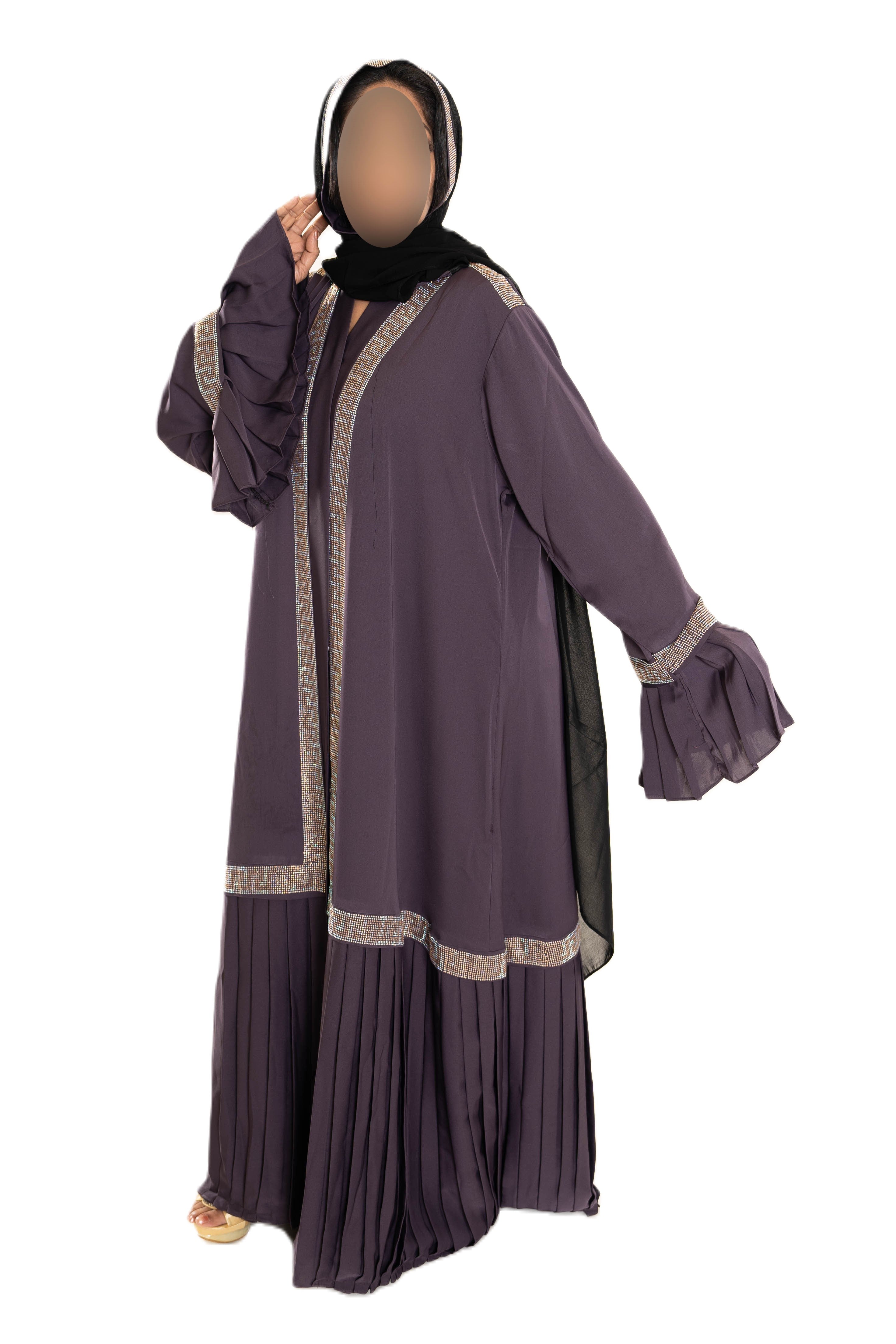 Double Layered Frill Sleeve Abaya with High-Quality Fabric for Comfort and Style Elegant and Sophisticated Design