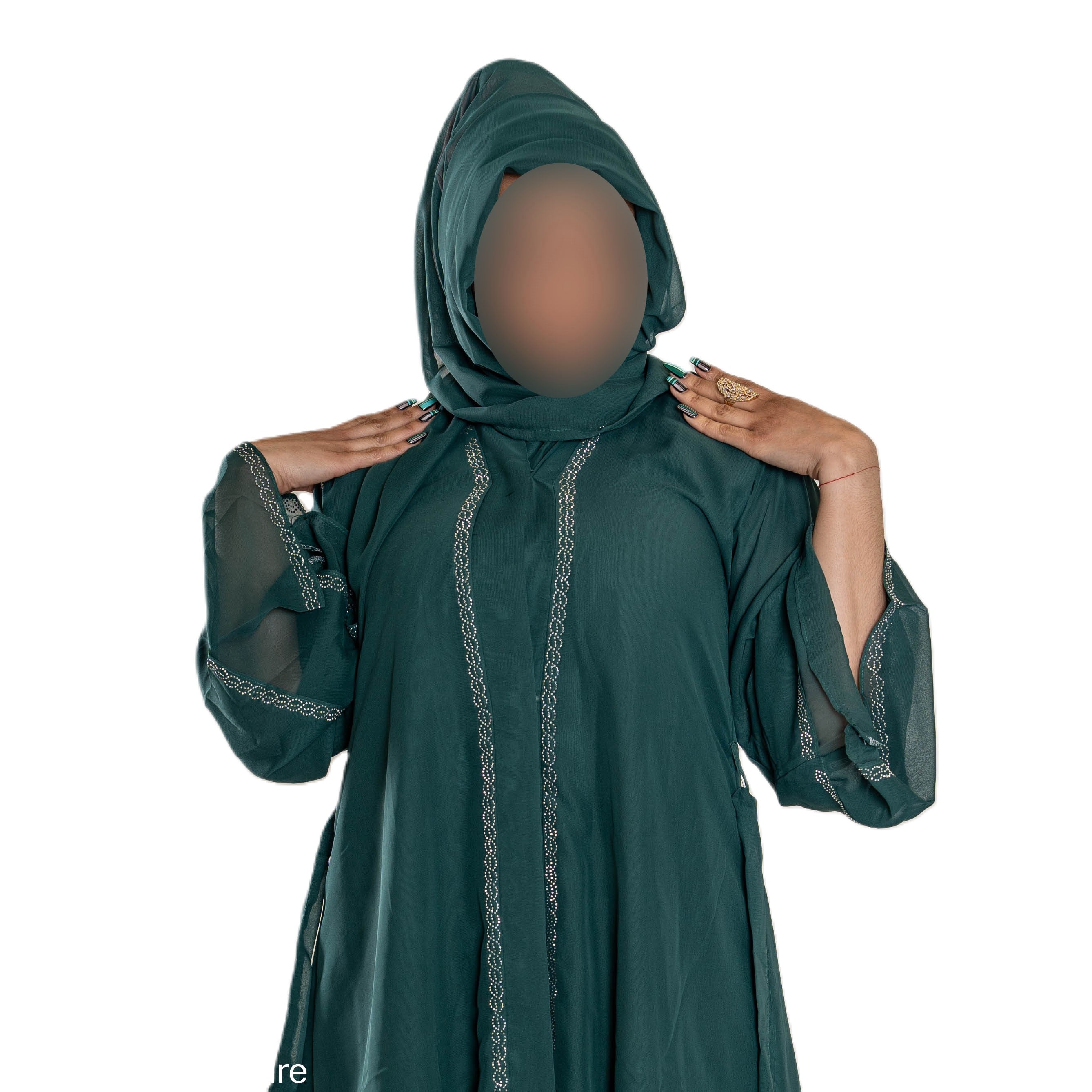 Chiffon Triple Layered Abaya in Vibrant Teal for Elegance and Comfort