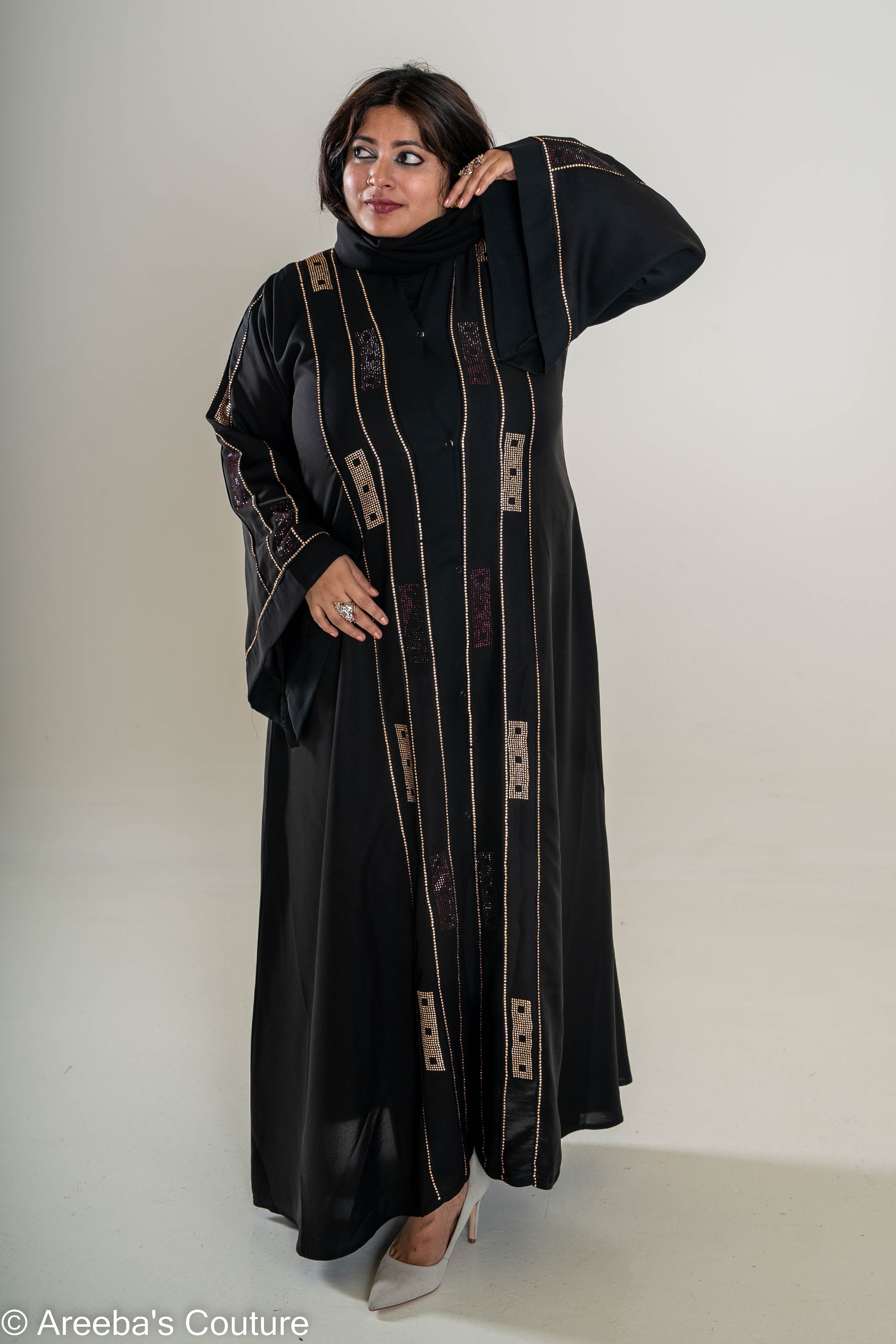 Rose Gold DMC abaya from Areeba's Couture
