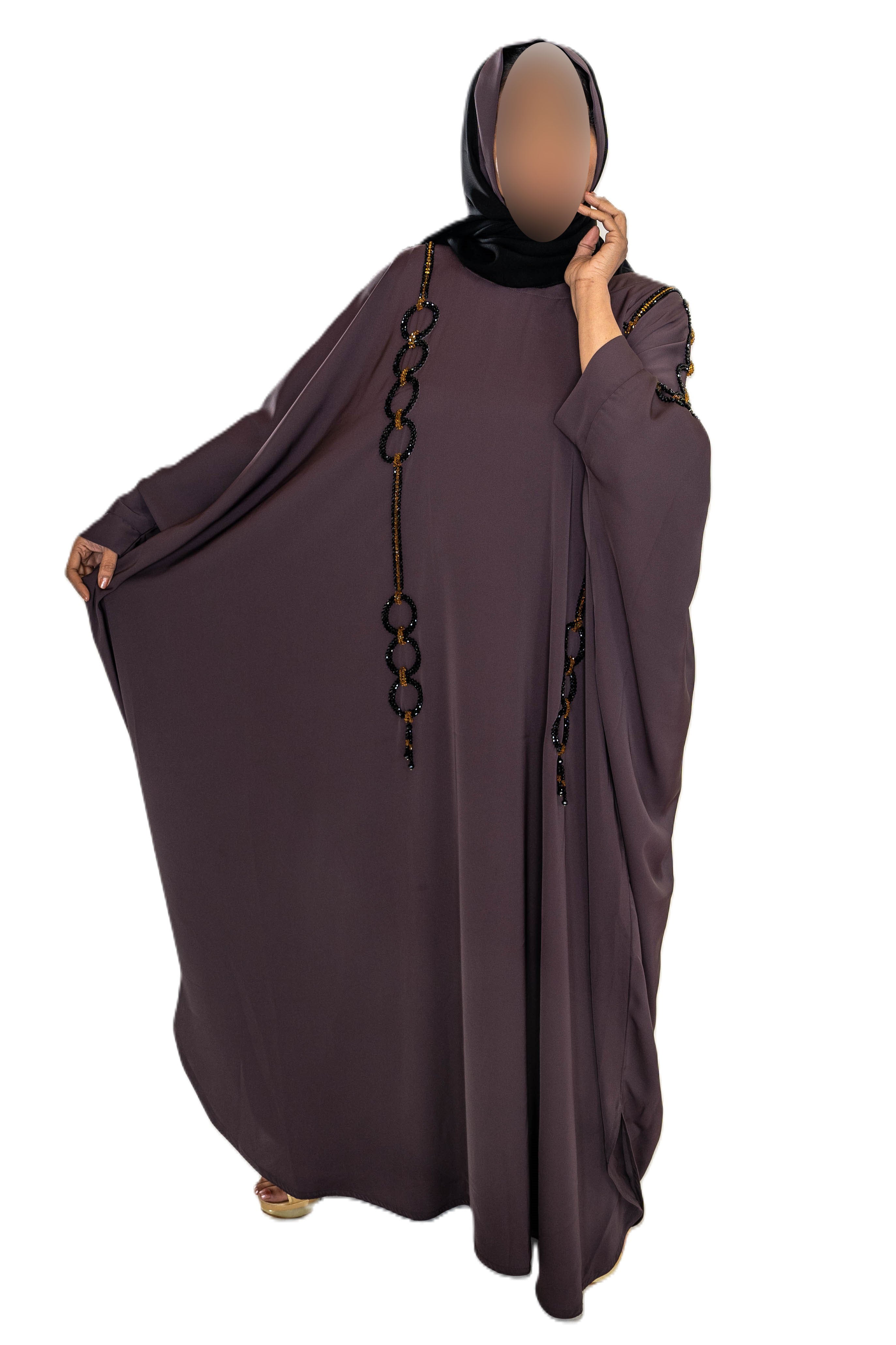 multi Pearls embroidered colour abaya