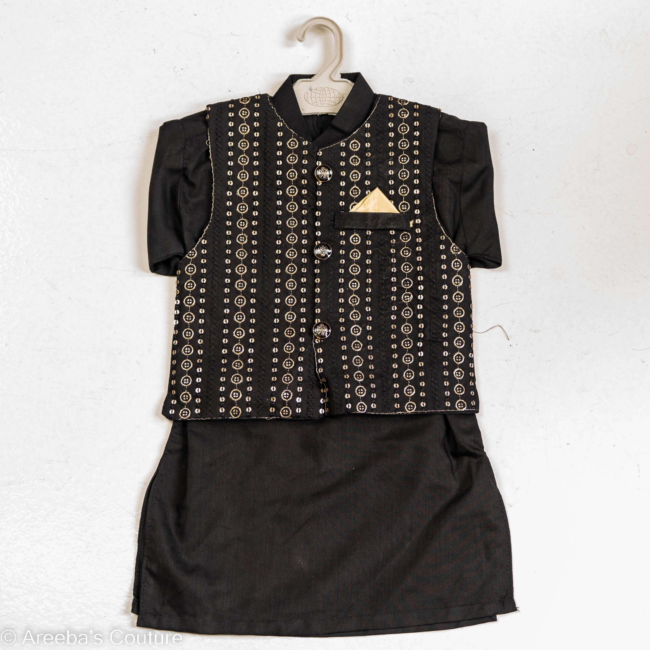 Boys black shalwar suit with waistcoat