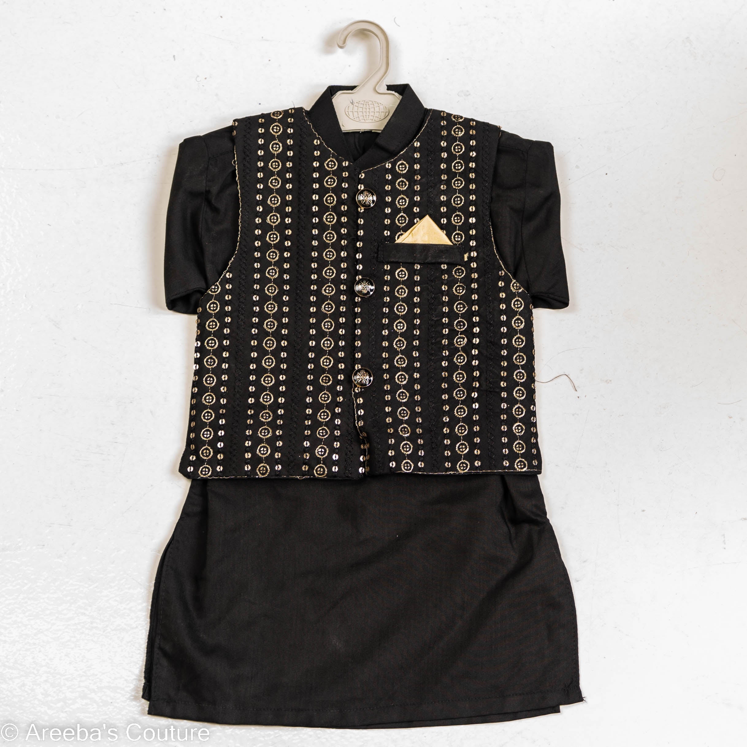 Boys black shalwar suit with waistcoat