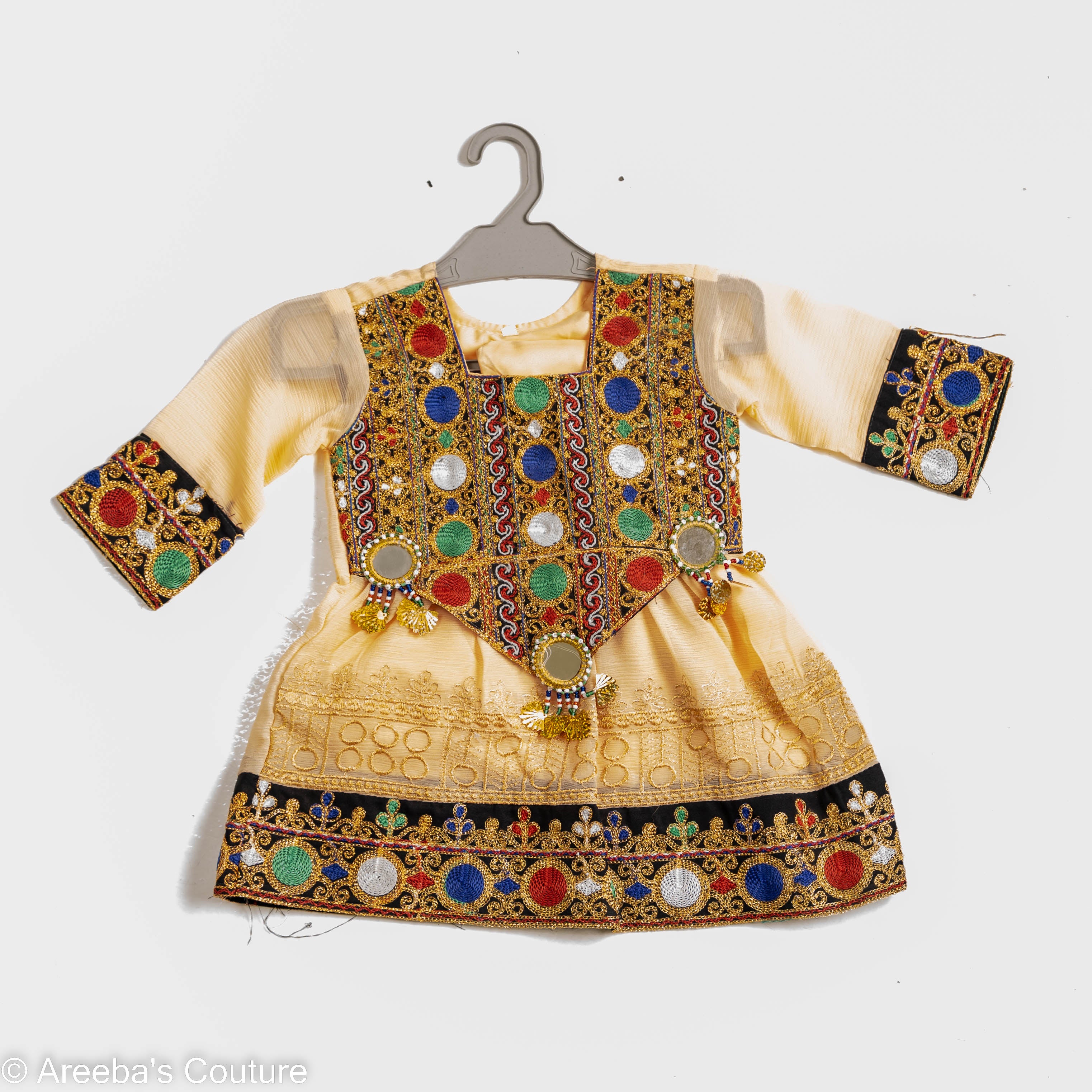 Girls Afghan suit in peach