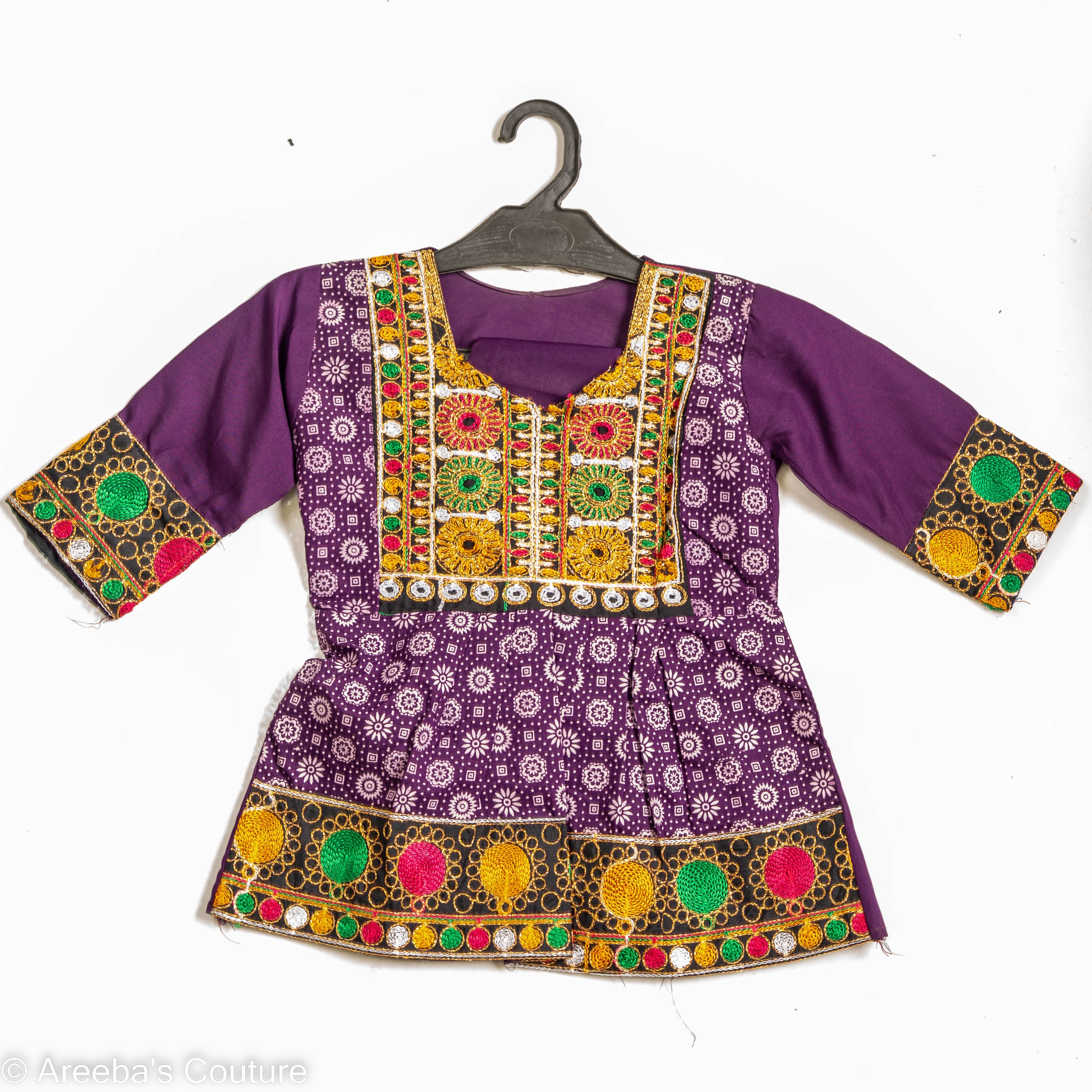 Girls Afghan suit in purple