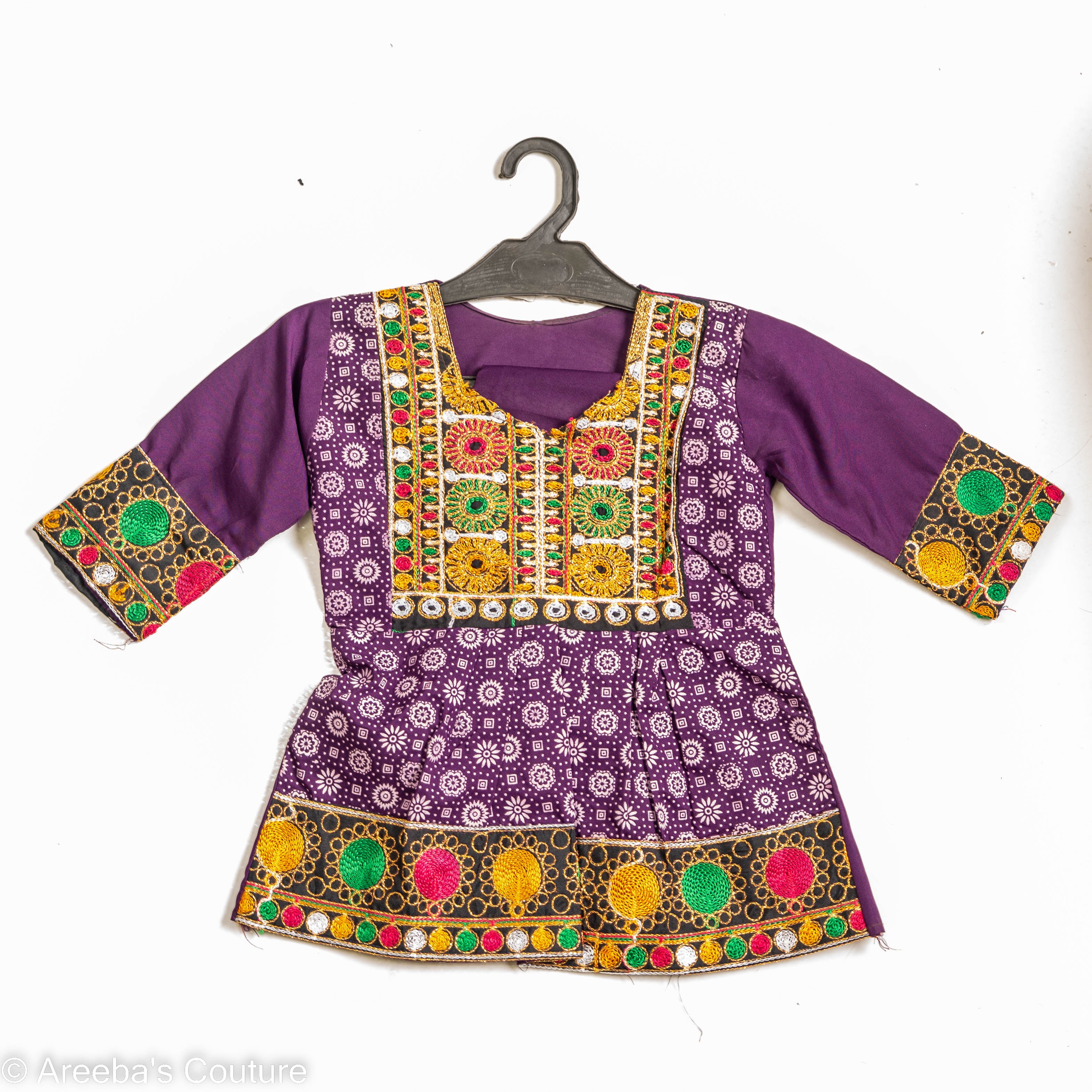 Areeba's Couture Girls' Afghan Suit in Purple - Stylish & Comfortable High-Quality Material Vibrant Color Easy Movement Wearable
