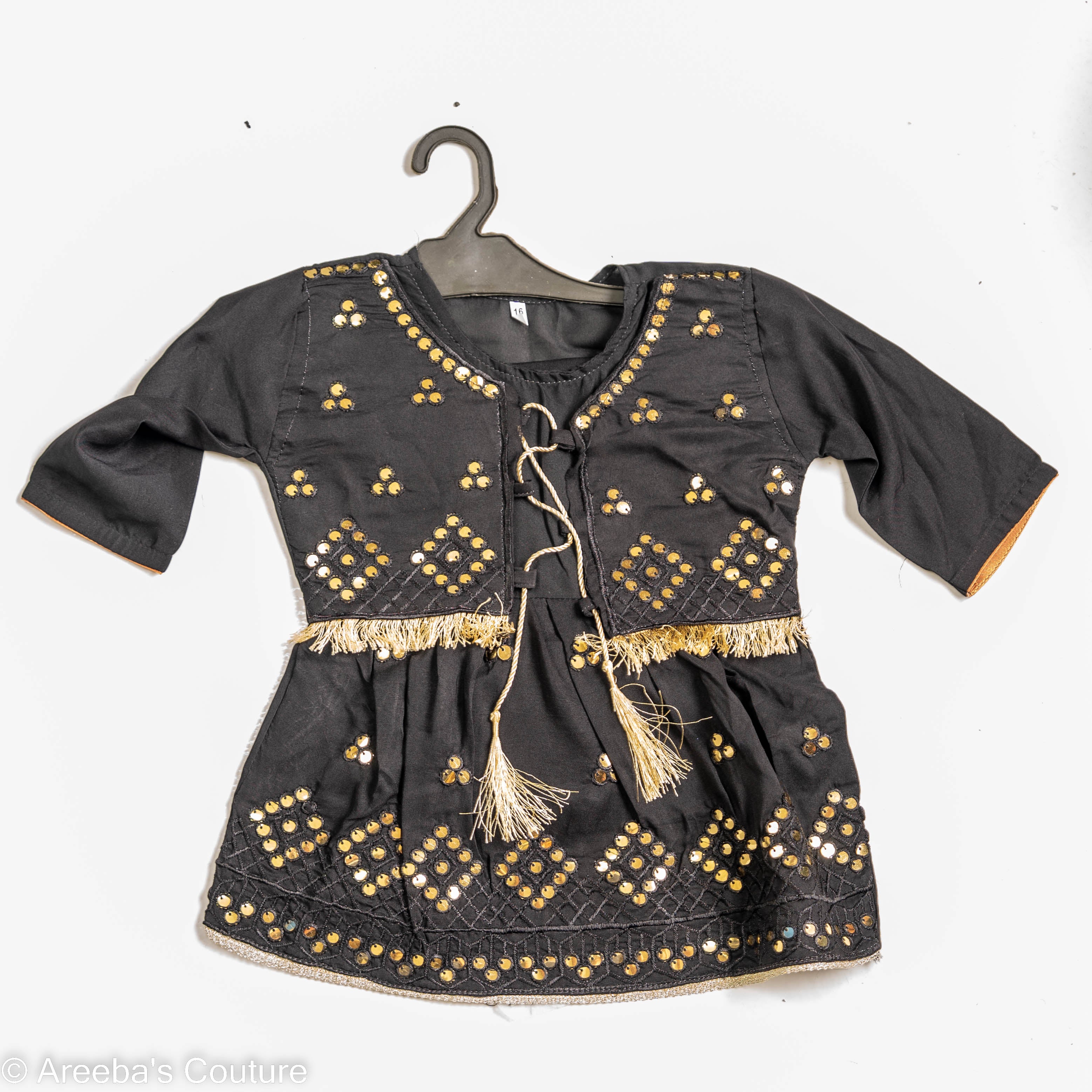 Black with golden embroidery frock set