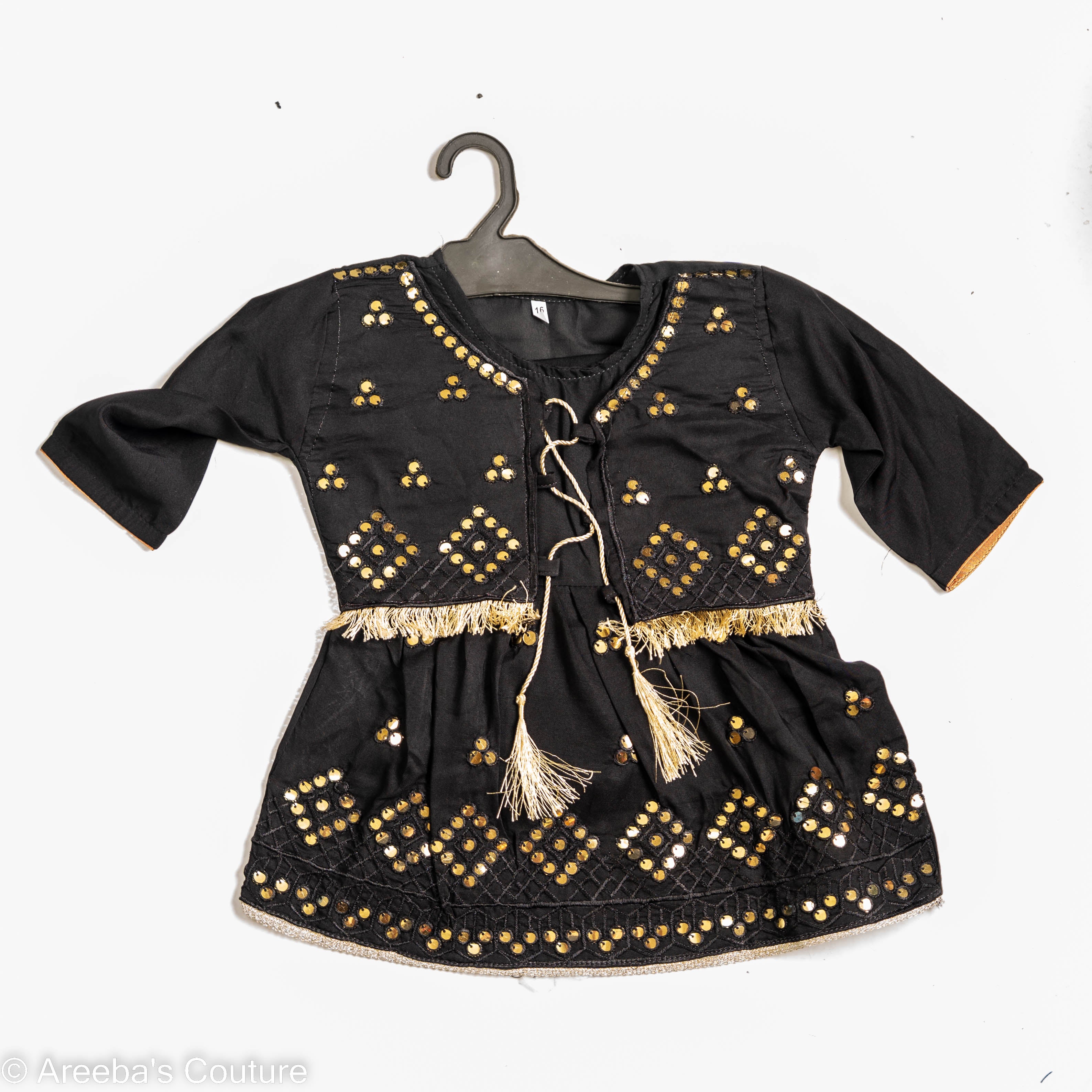 Black with golden embroidery frock set