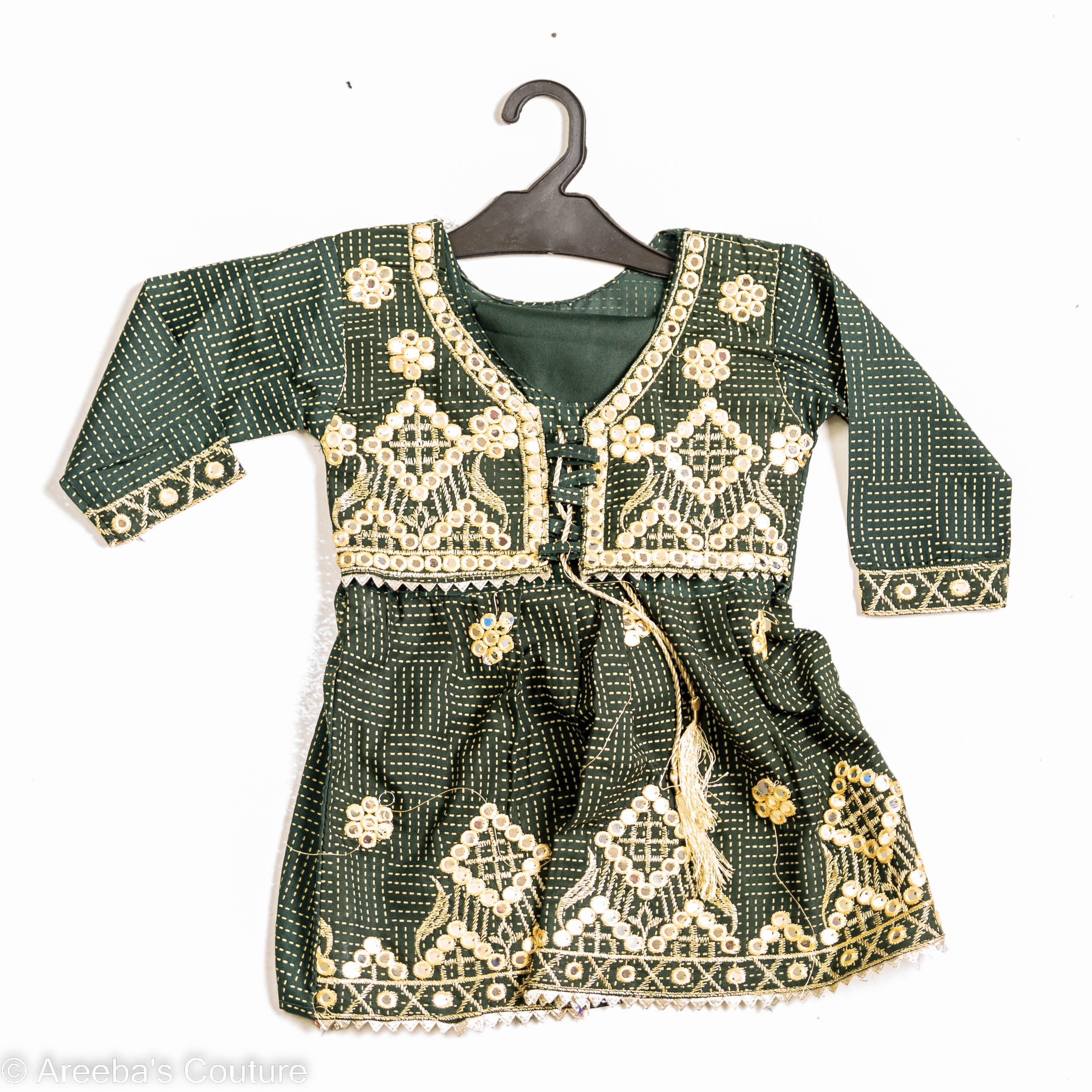 Green koti frock set with embroidery Womenswear Clothes