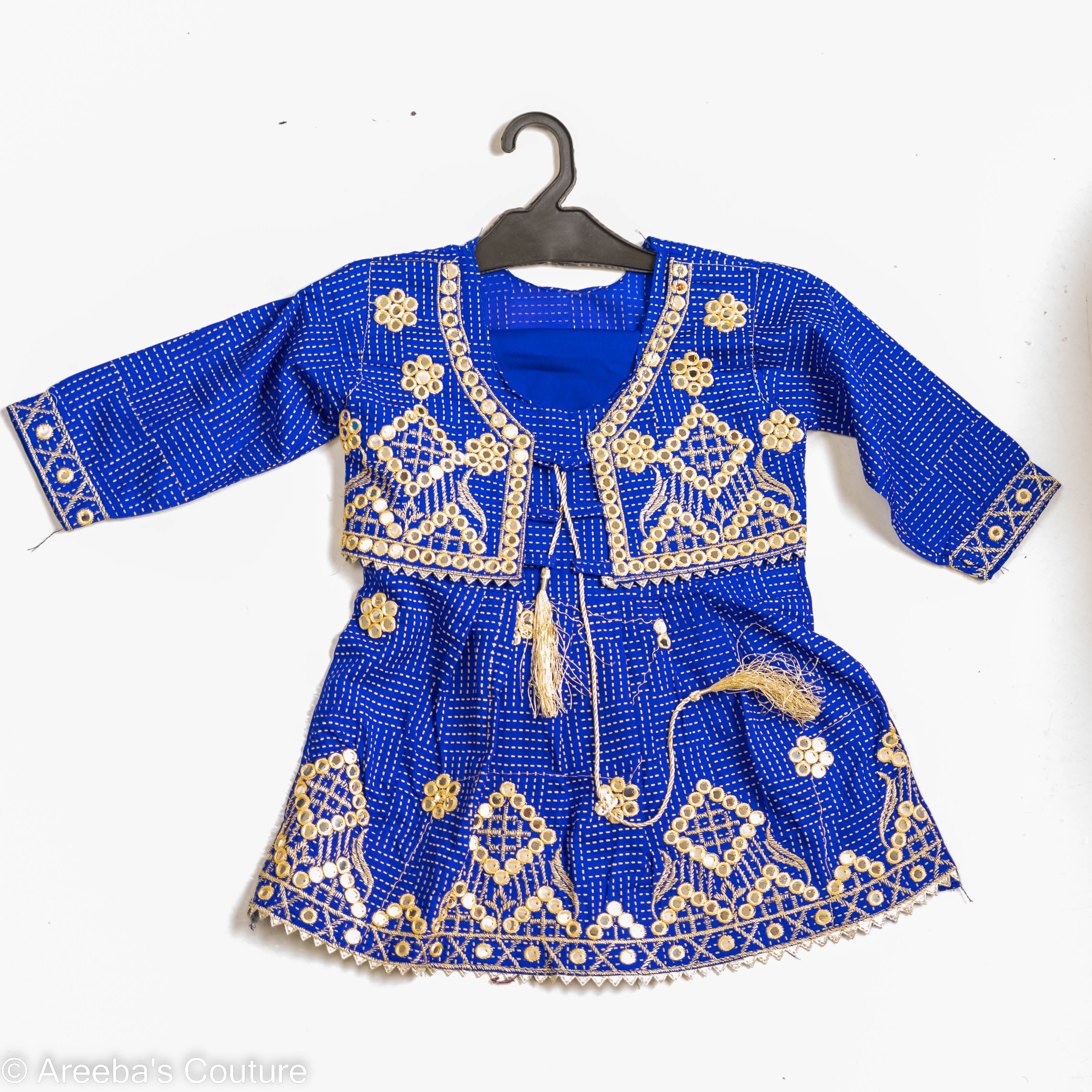 Areeba's Couture Blue Coati Cotton Frock Set for Kids High-Quality Cotton Comfortable Stylish Everyday Wear