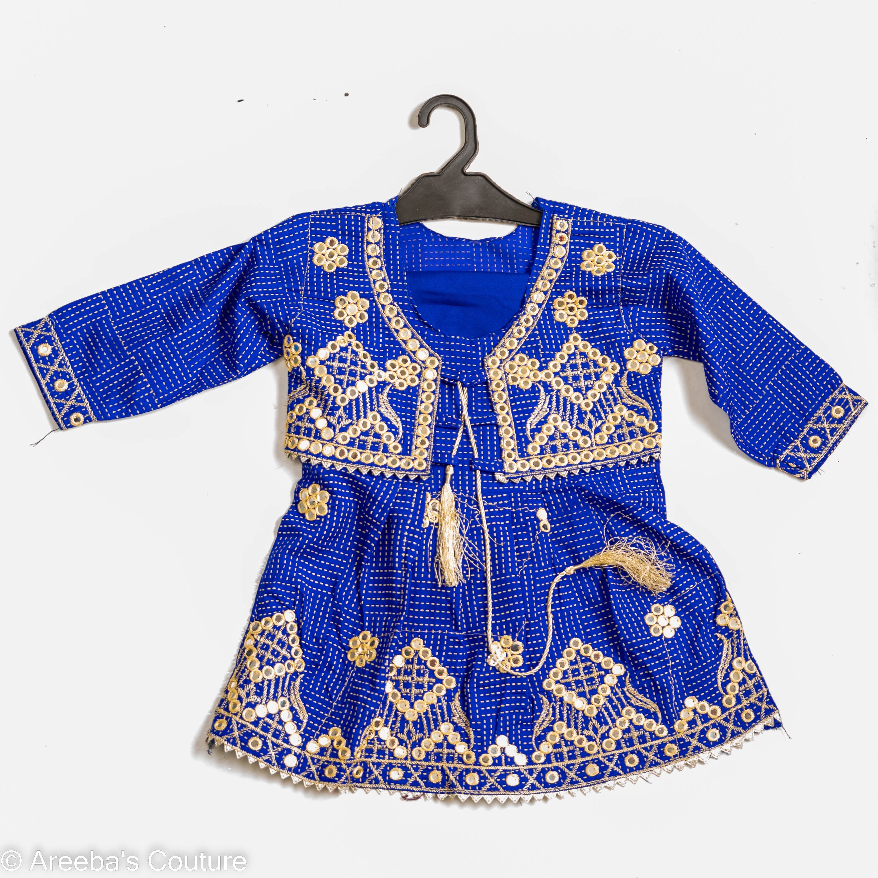 Areeba's Couture Blue Coati Cotton Frock Set for Kids High-Quality Cotton Comfortable Stylish Everyday Wear