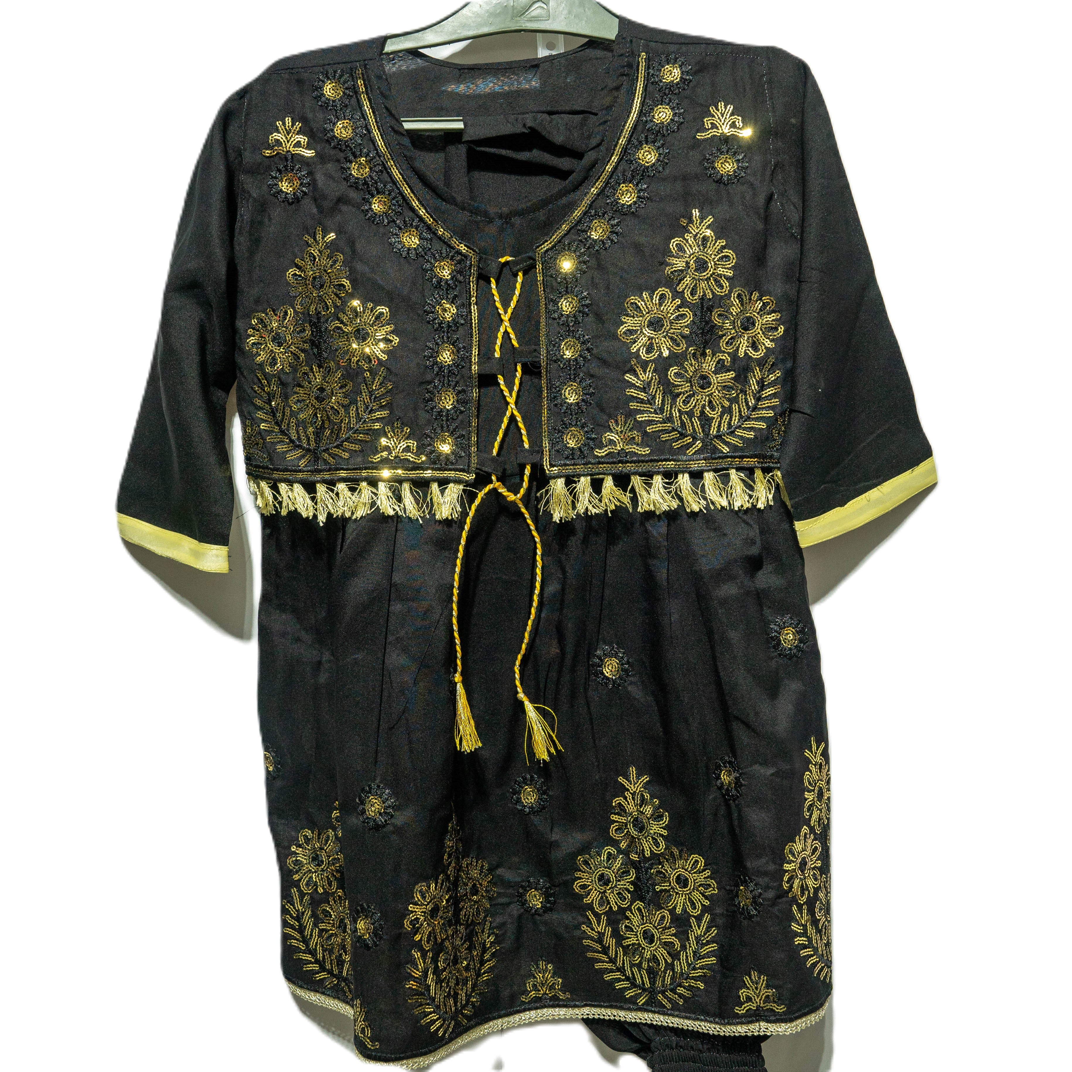 Black cotton frock with sequence work