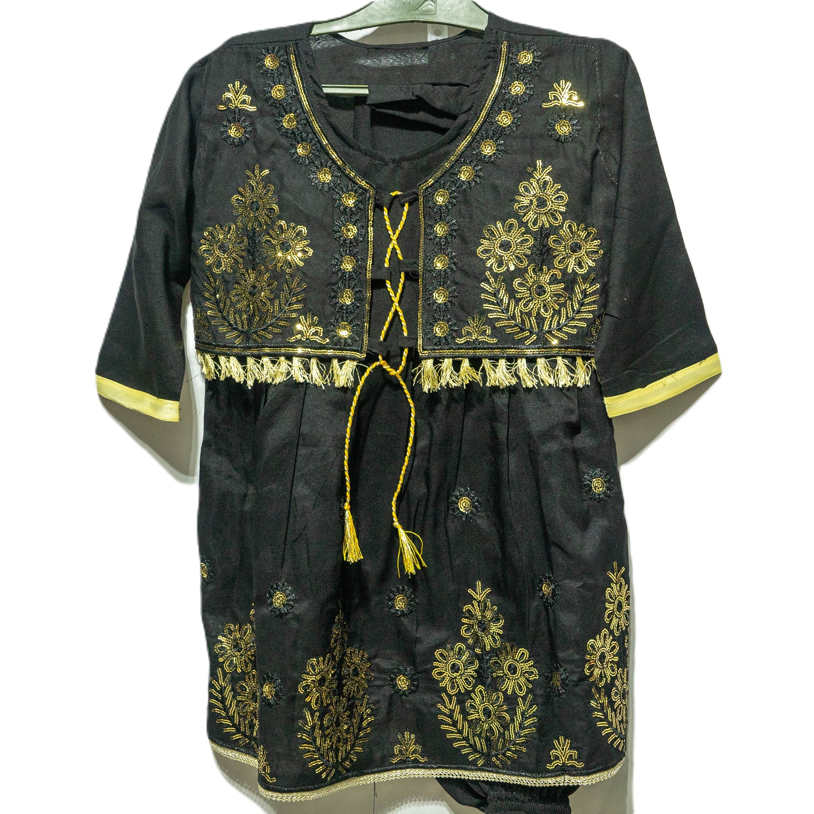 Black cotton frock with sequence work